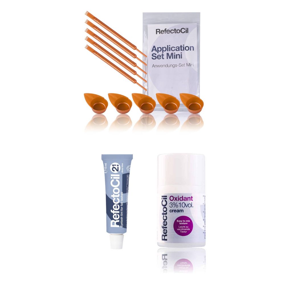 Refectocil Wimpernfarbe tiefblau 2.1 & Oxidant Creme 3% Mini-Anwendungs Set 15 ml