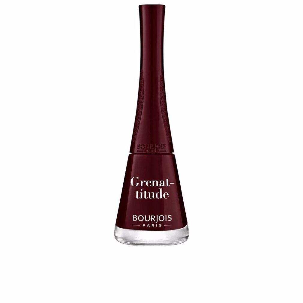 Nagellackflasche, bordeauxrot. Aufschrift: Grenat-titude, Bourjois Paris.