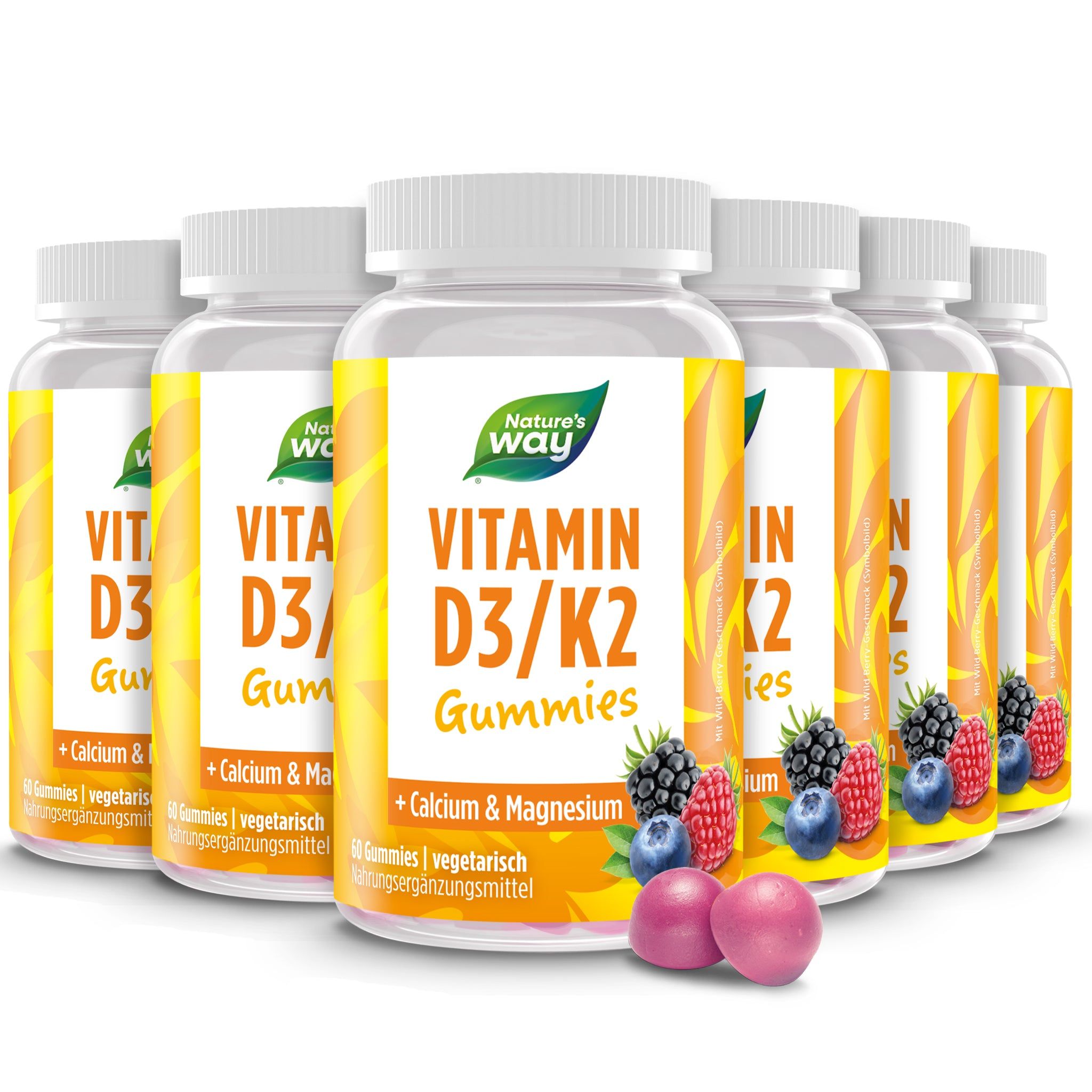 Vitamin D3 K2 Gummies mit Magnesium und Calcium Wildberry Geschmack