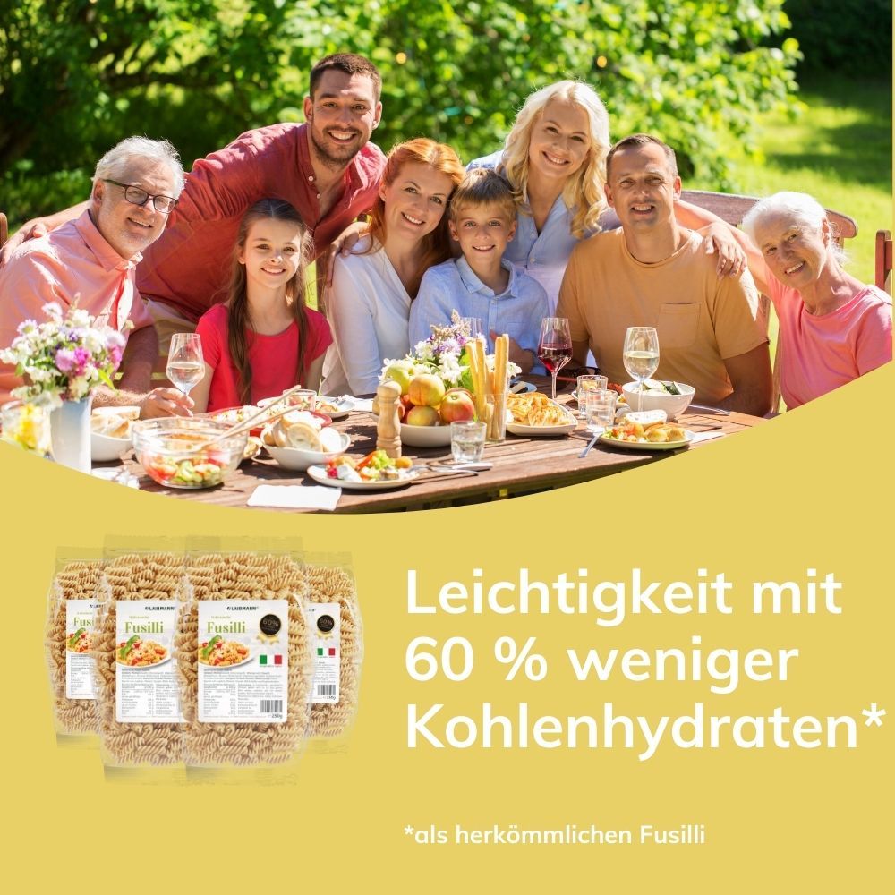 Laibmann's Kohlenhydratreduzierte Fusilli-Nudeln - Spar-Paket 4x250 g