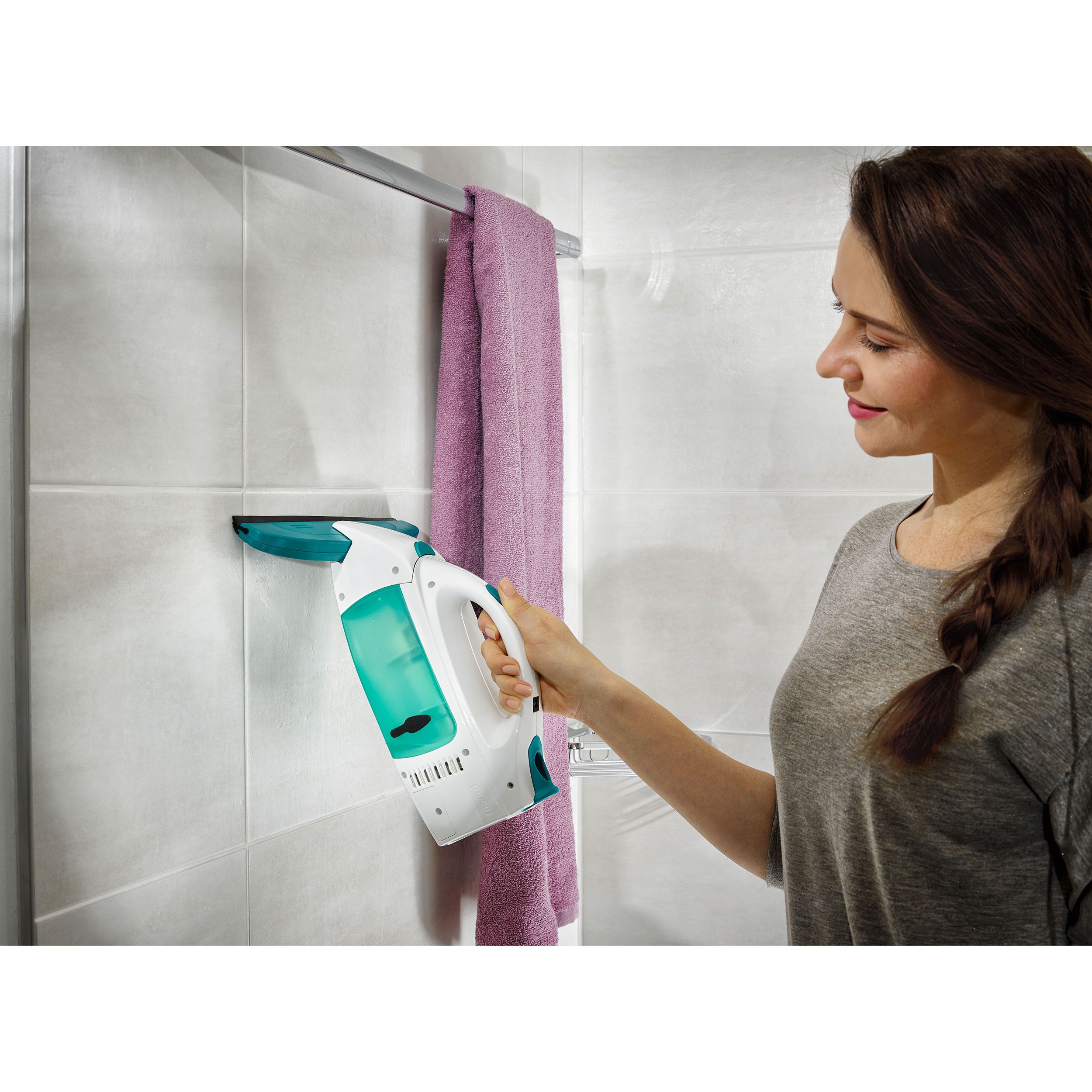 Leifheit Fenstersauger Dry&Clean 4-tlg., Fensterreiniger, Akku Fensterputzer, mit Absaugdüse