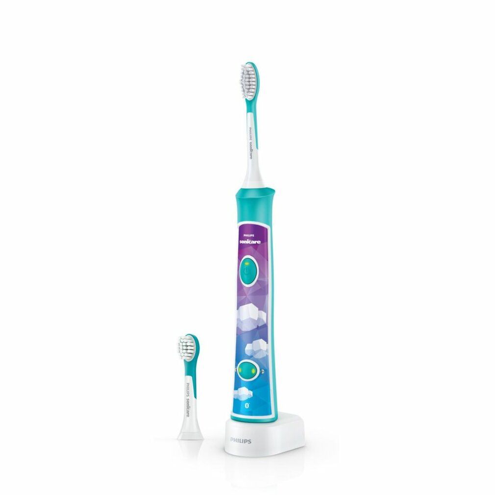 Elektrische Zahnbürste für Kinder, blau-türkis. Philips Sonicare. Mit Ladestation und zwei Bürstenköpfen.
