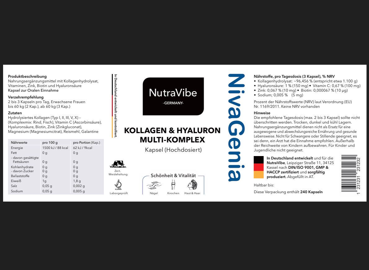 NutraVibe NivaGenia Kollagen & Hyaluron Komplex