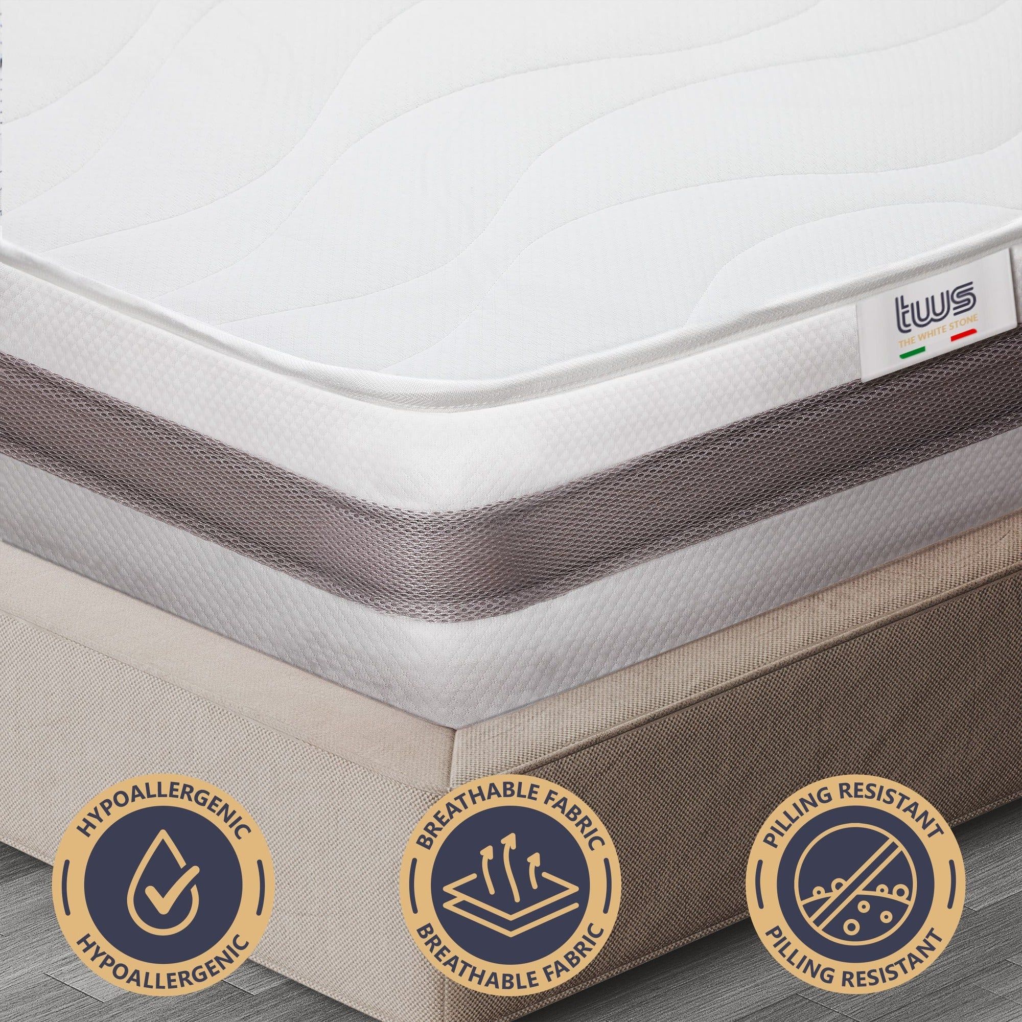 The White Stone Matratze 120x190 cm aus hypoallergenem Waterfoam, 25 cm
