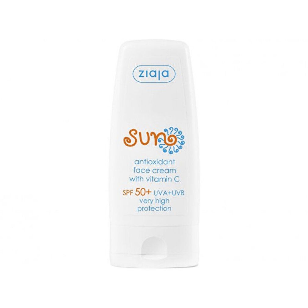 Weiße Tube mit Ziaja Sun Antioxidans Gesichtscreme LSF 50+.