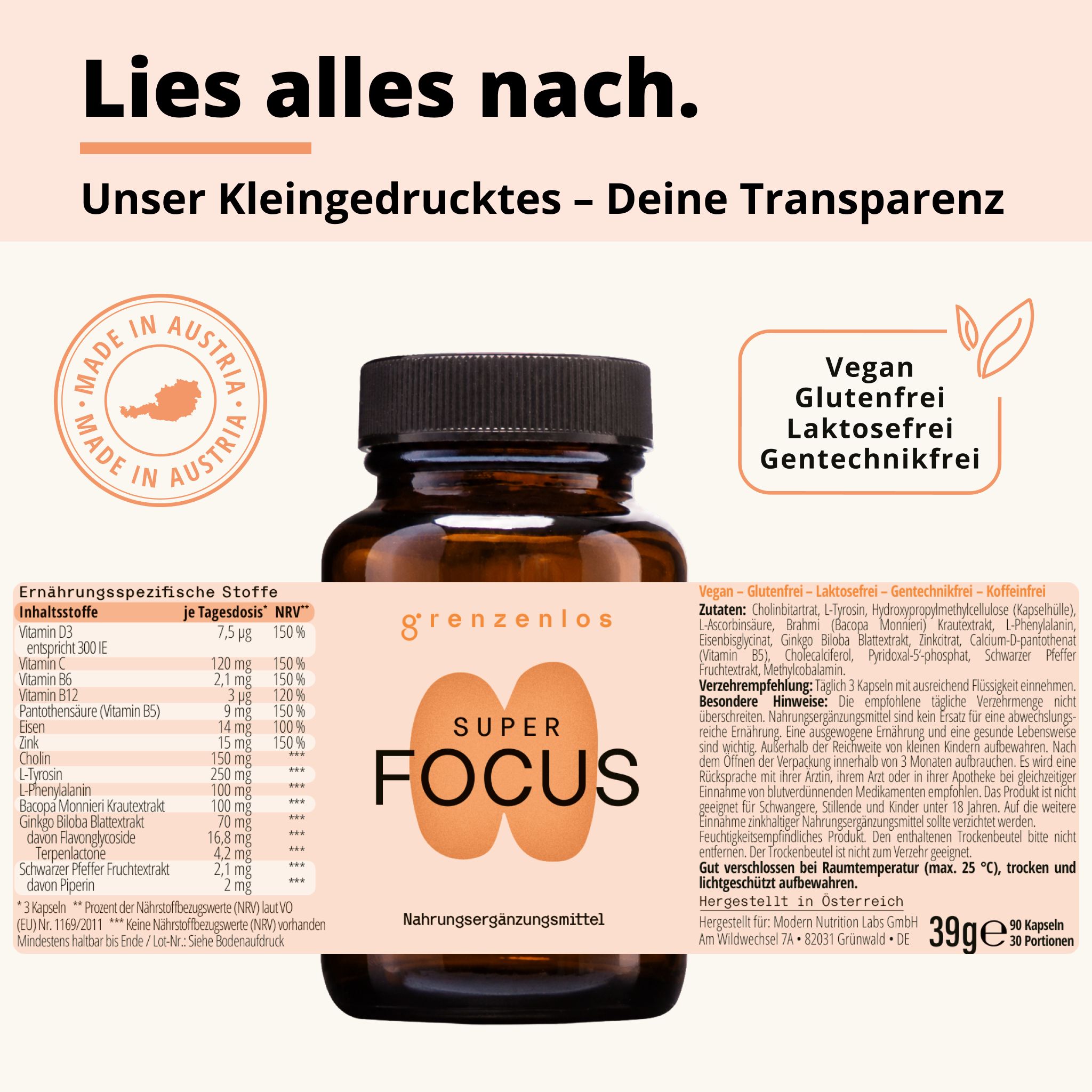 grenzenlos SUPER FOCUS 13-in-1 Konzentration Komplex