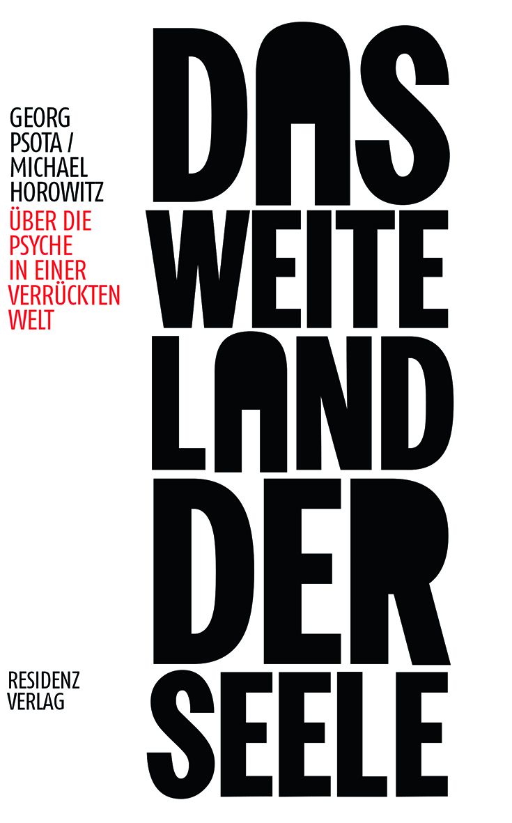 Buchcover mit schwarzer Schrift auf weißem Hintergrund. Titel: Das weite Land der Seele. Autoren: Georg Psota, Michael Horowitz.
