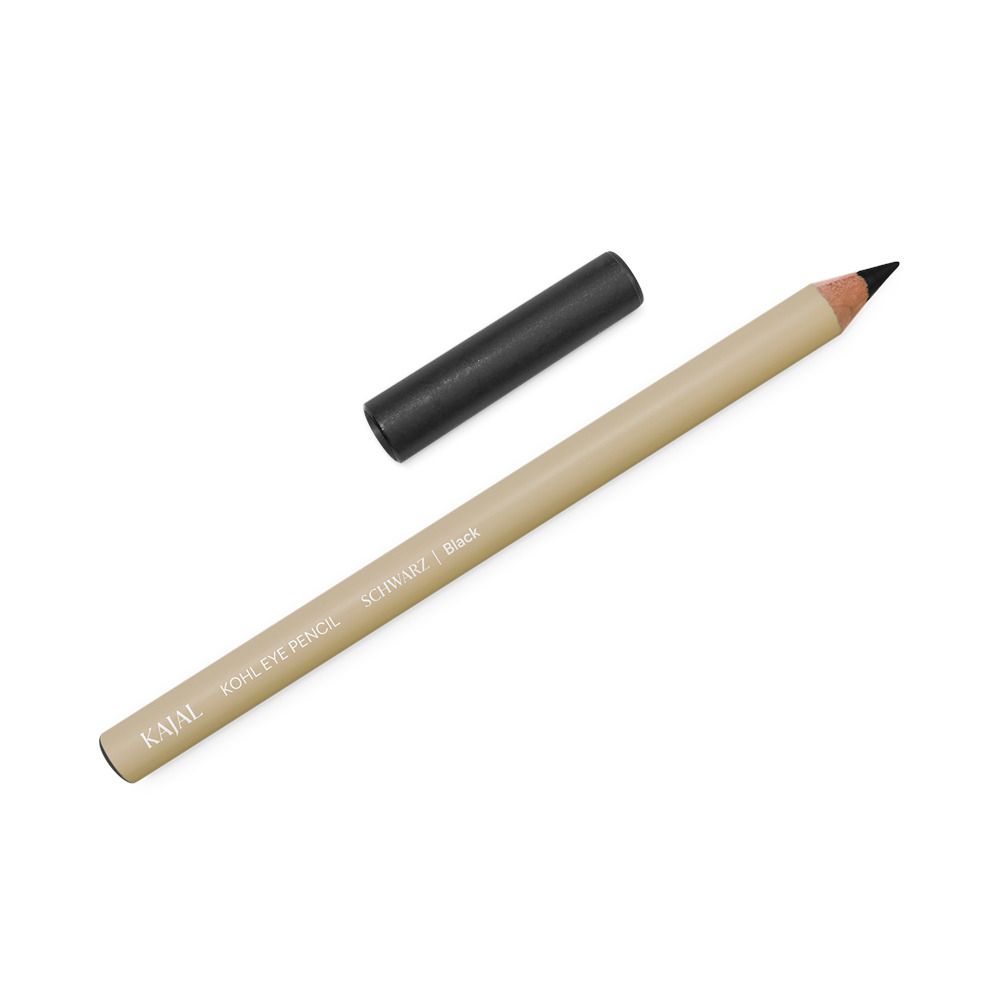 Kajalstift mit schwarzer Mine und schwarzem Deckel. Aufschrift: Kajal Kohl Eye Pencil Schwarz.