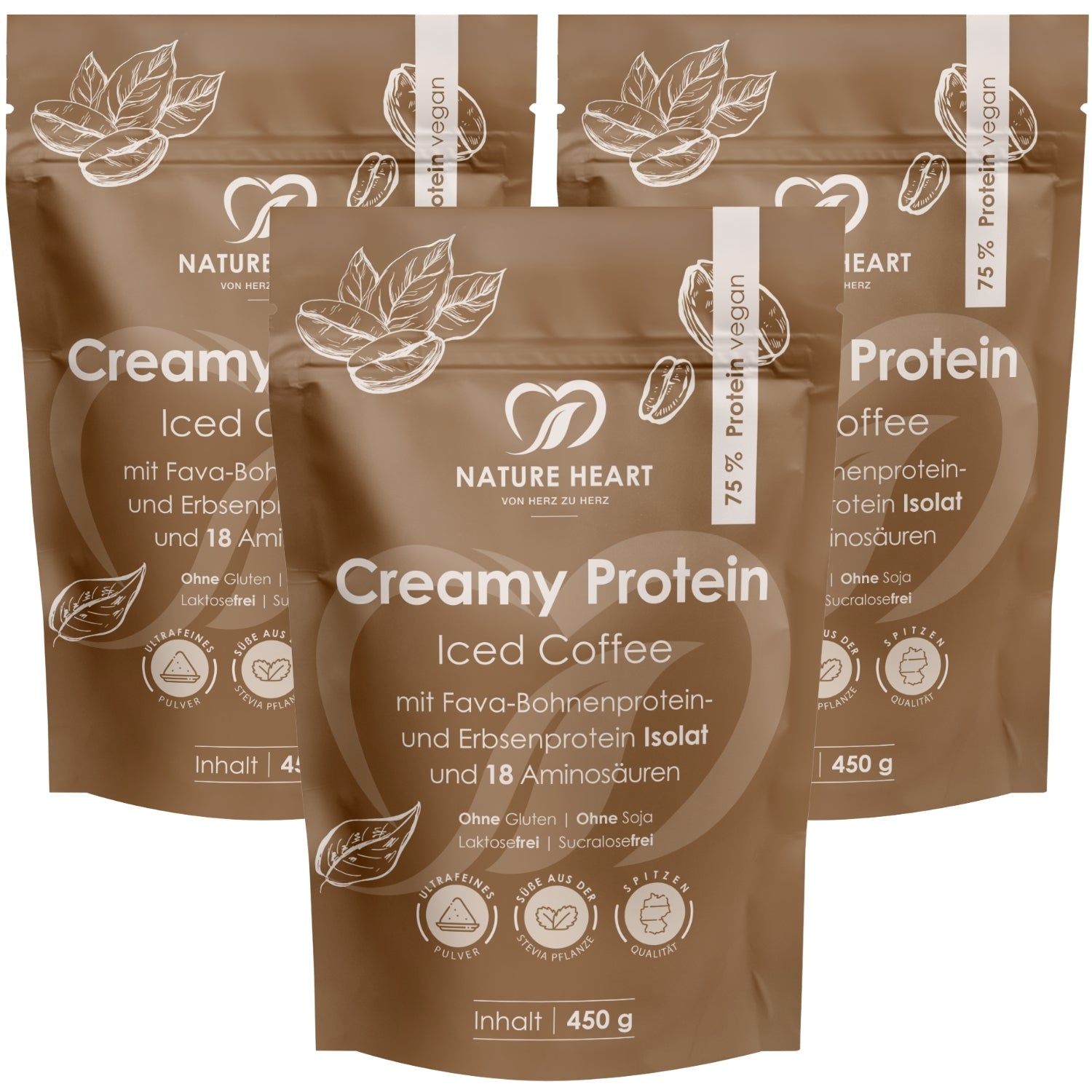 Nature Heart Creamy Protein Iced Coffee 3x450 g Pulver