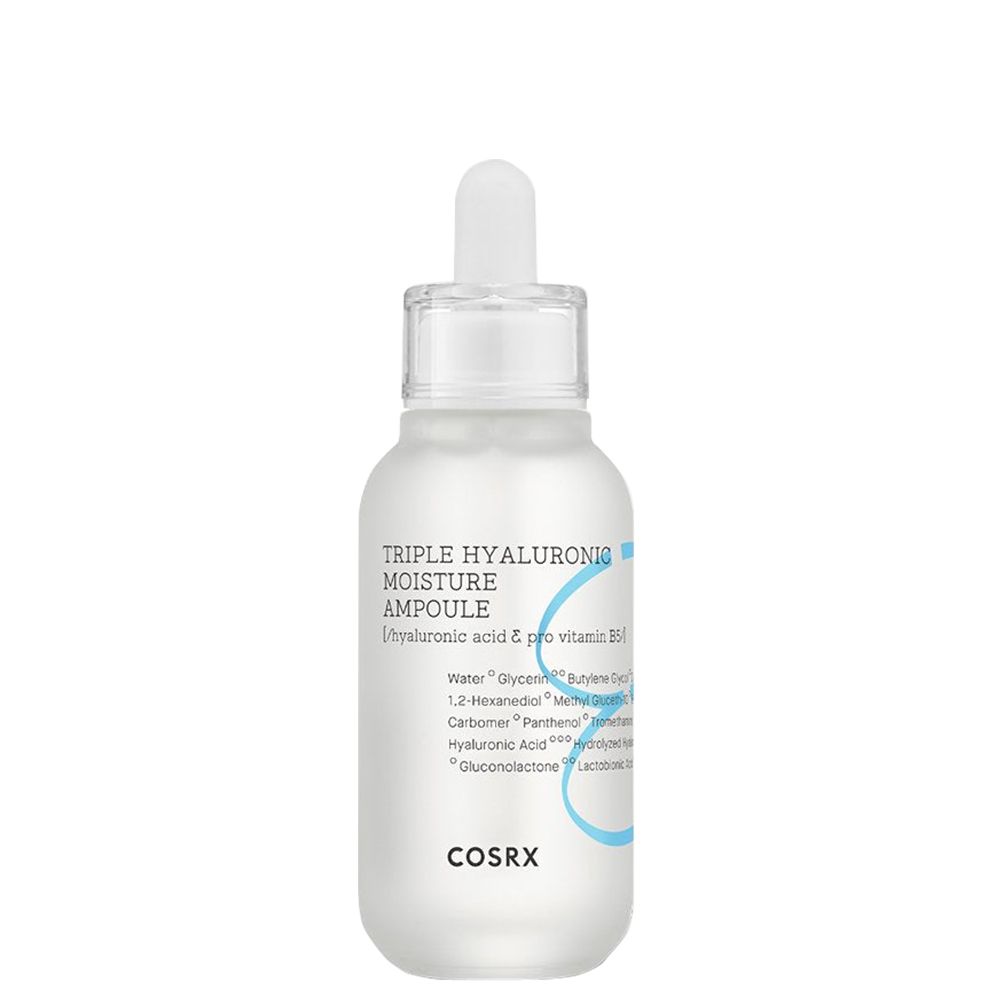 Flasche COSRX Triple Hyaluronic Moisture Ampoule mit Pipettenverschluss.