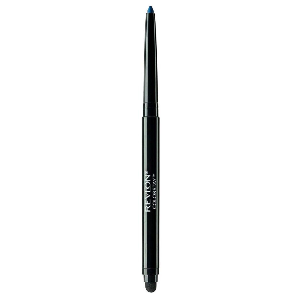 Schwarzer Eyeliner mit blauem Stiftende. Aufschrift: Revlon Colorstay.