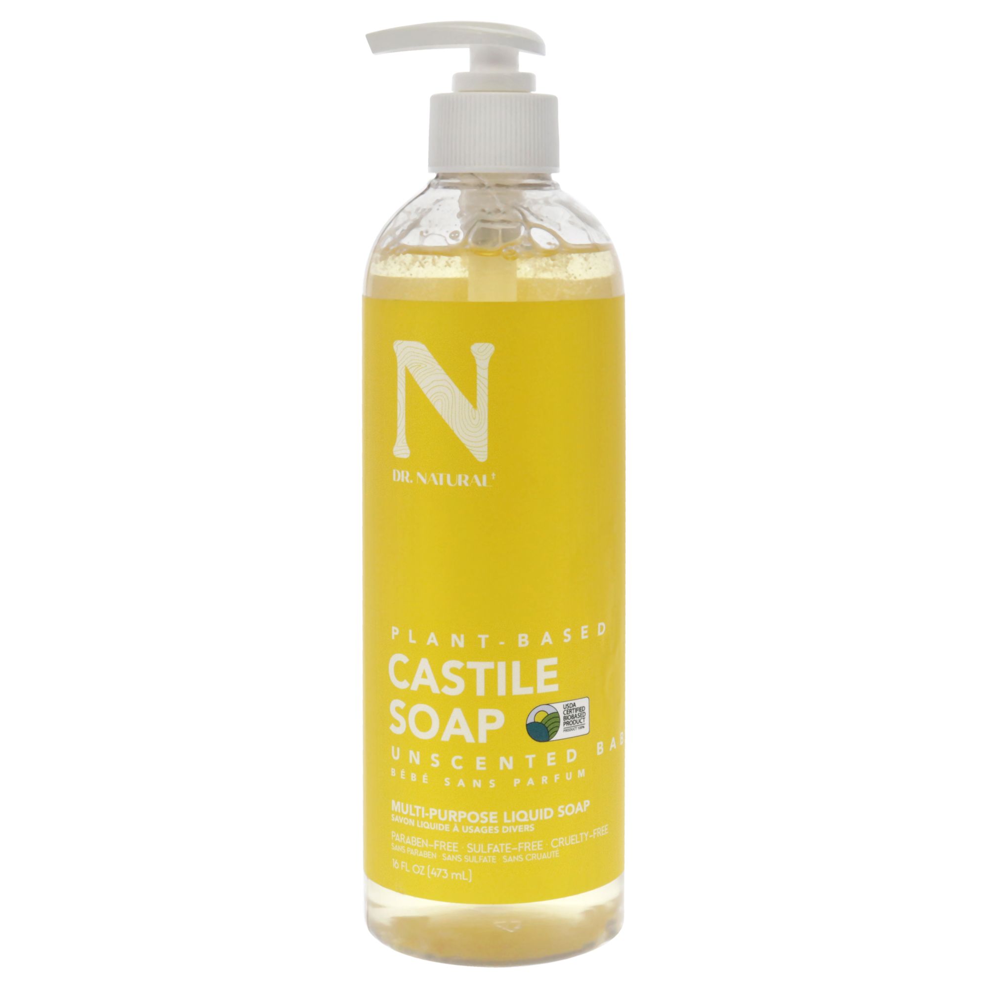 Castile Liquid Soap - Unscented Baby by Dr. Natural for Unisex 473,18 ml