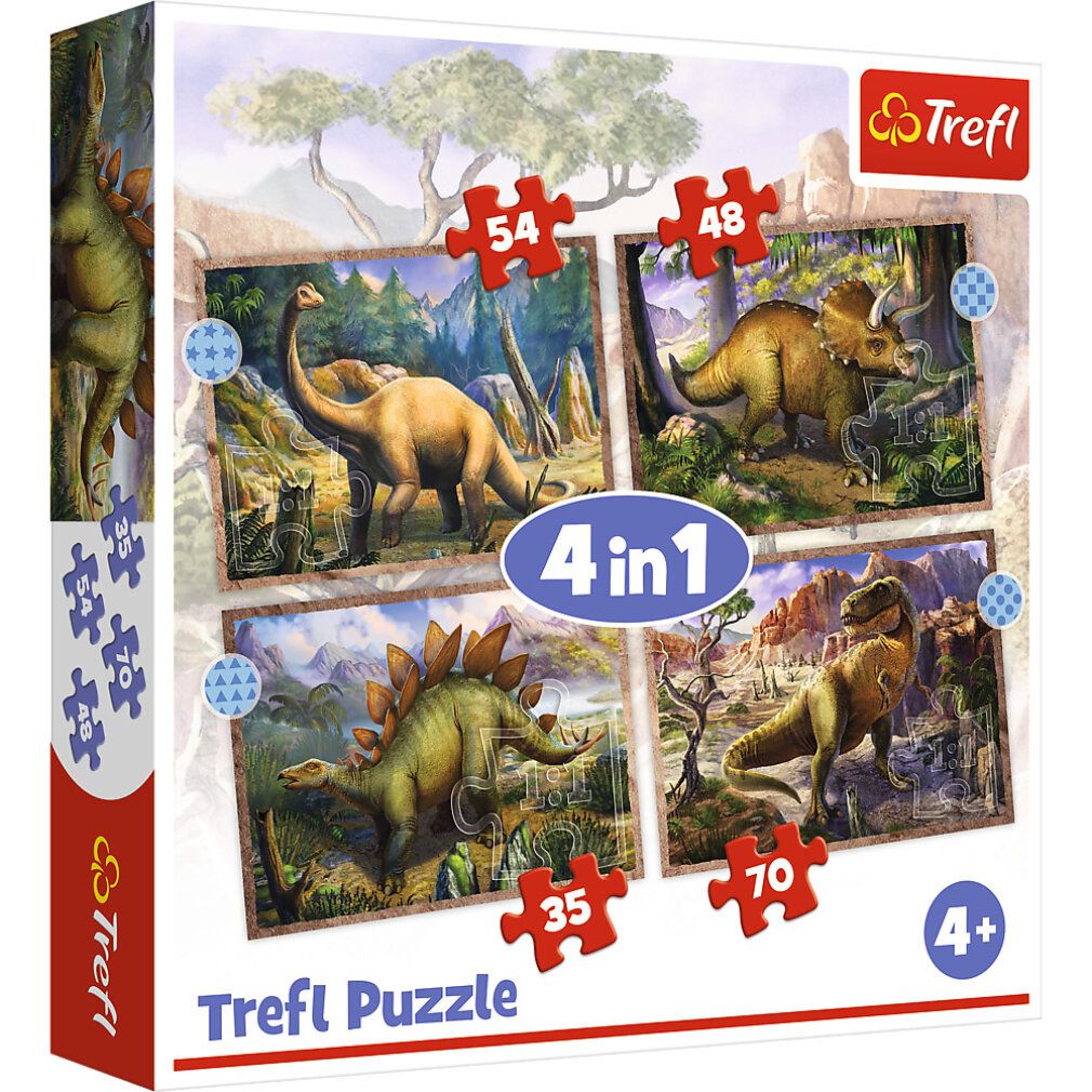 trefl Puzzle Dinosauri interessanti 4in1 (35,48,54,70 pezzi)