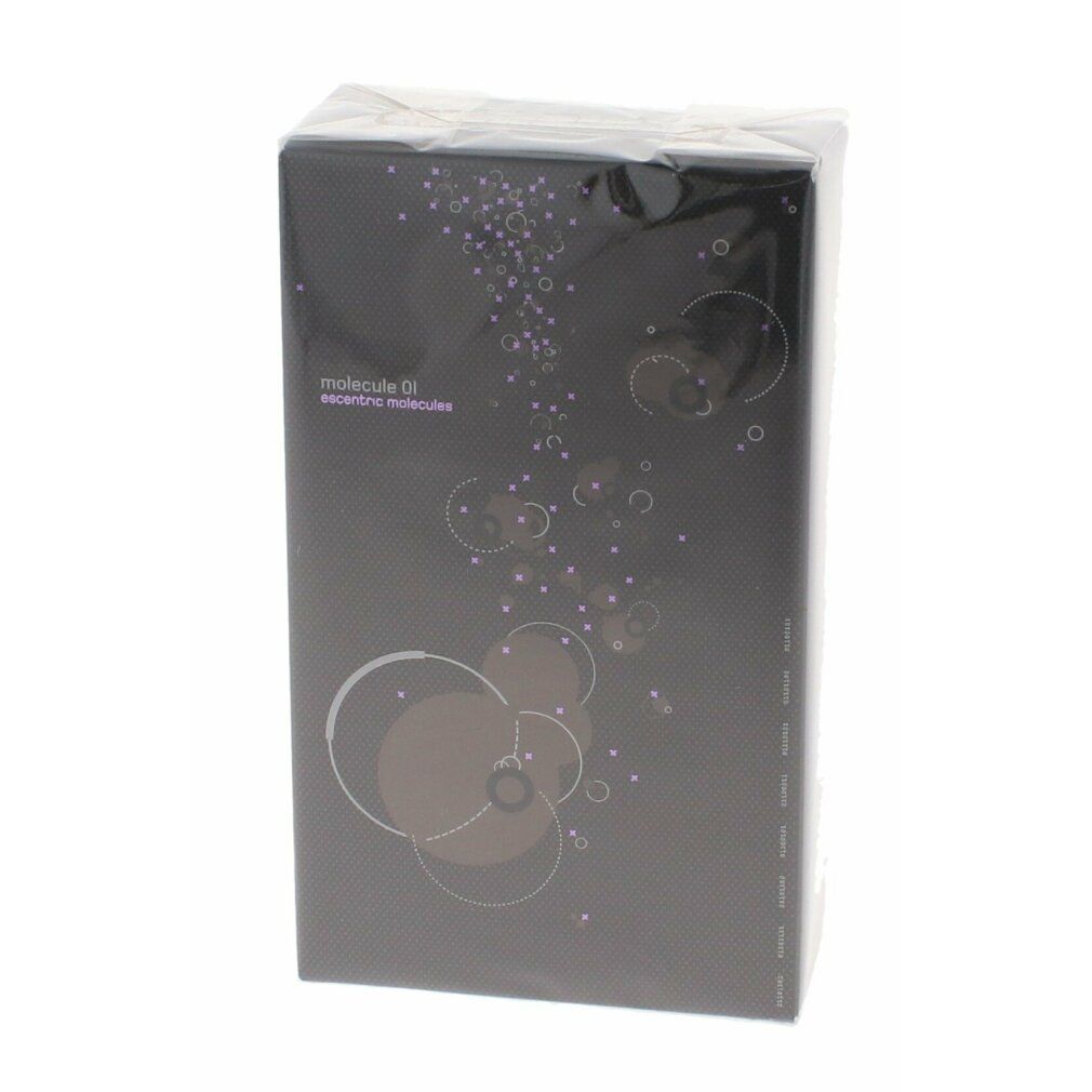 Schwarze Verpackung, rechteckig. Mit grafischen Elementen und Schriftzug. In transparenter Folie verpackt.