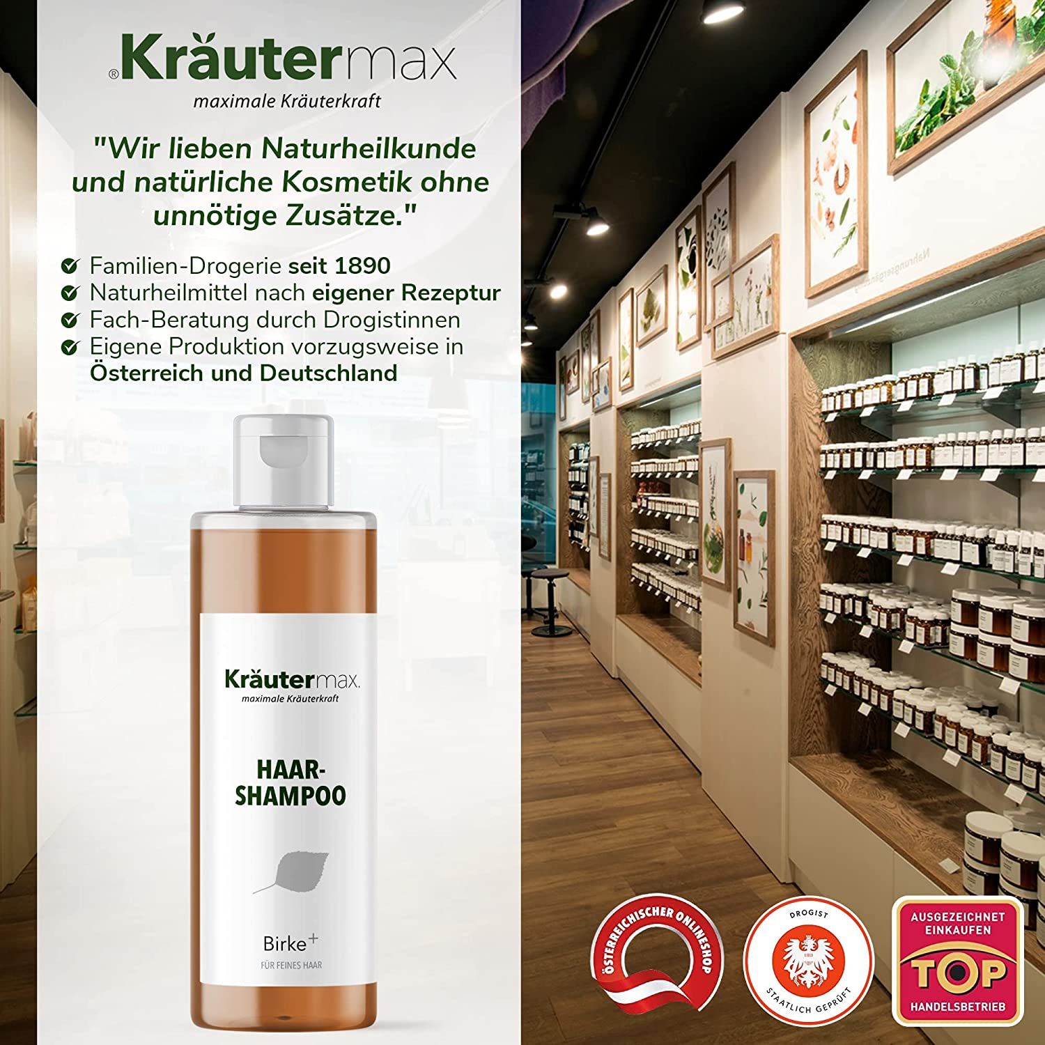 Kräutermax Haarshampoo Birke plus Brennnessel und Guarana