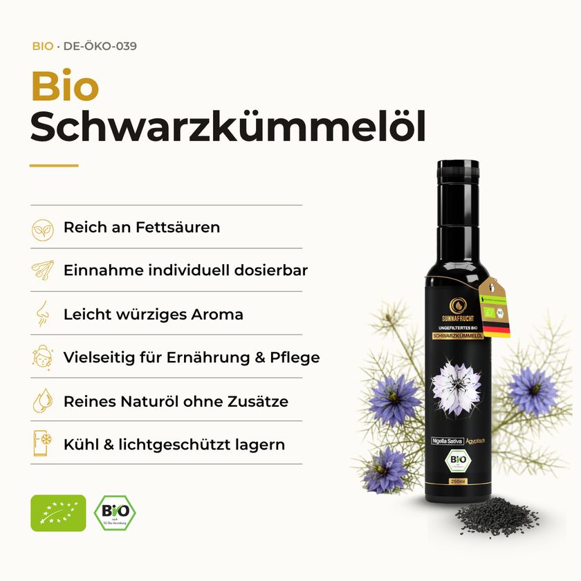 SUNNAFRUCHT® Premium BIO Schwarzkümmelöl