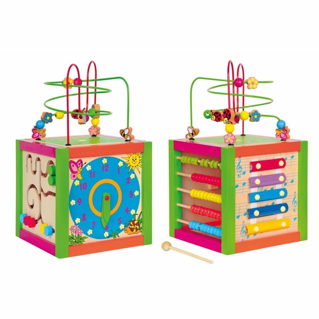 ToyToyToy Holzmultifunktionswürfel Activity Würfel Kleinkindspielzeug Motorik