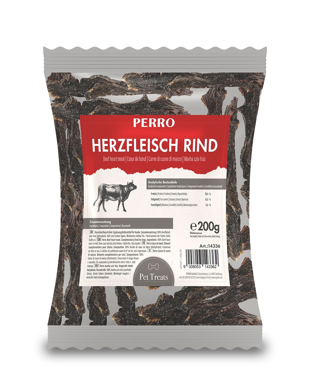 PERRO Herzfleisch Rind - Kausnack für Hunde