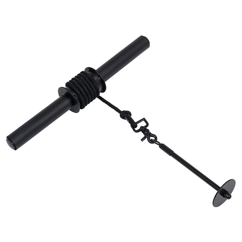 Unterarmtrainer mit Seil, Karabiner und Scheibenhalterung.