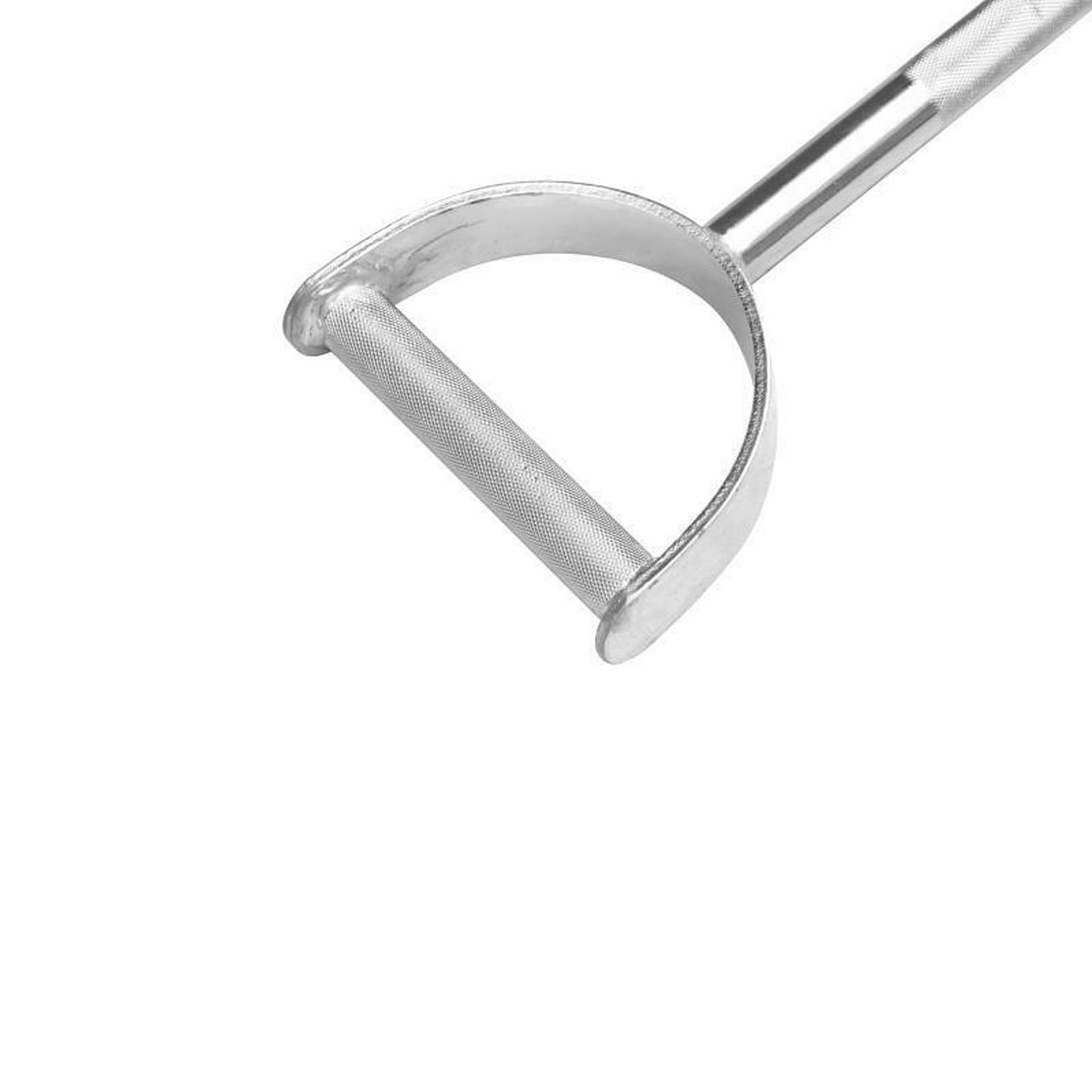 Hufgriff der Latzugstange. Silberfarbenes Metall. D-Form. Glatte Oberfläche.