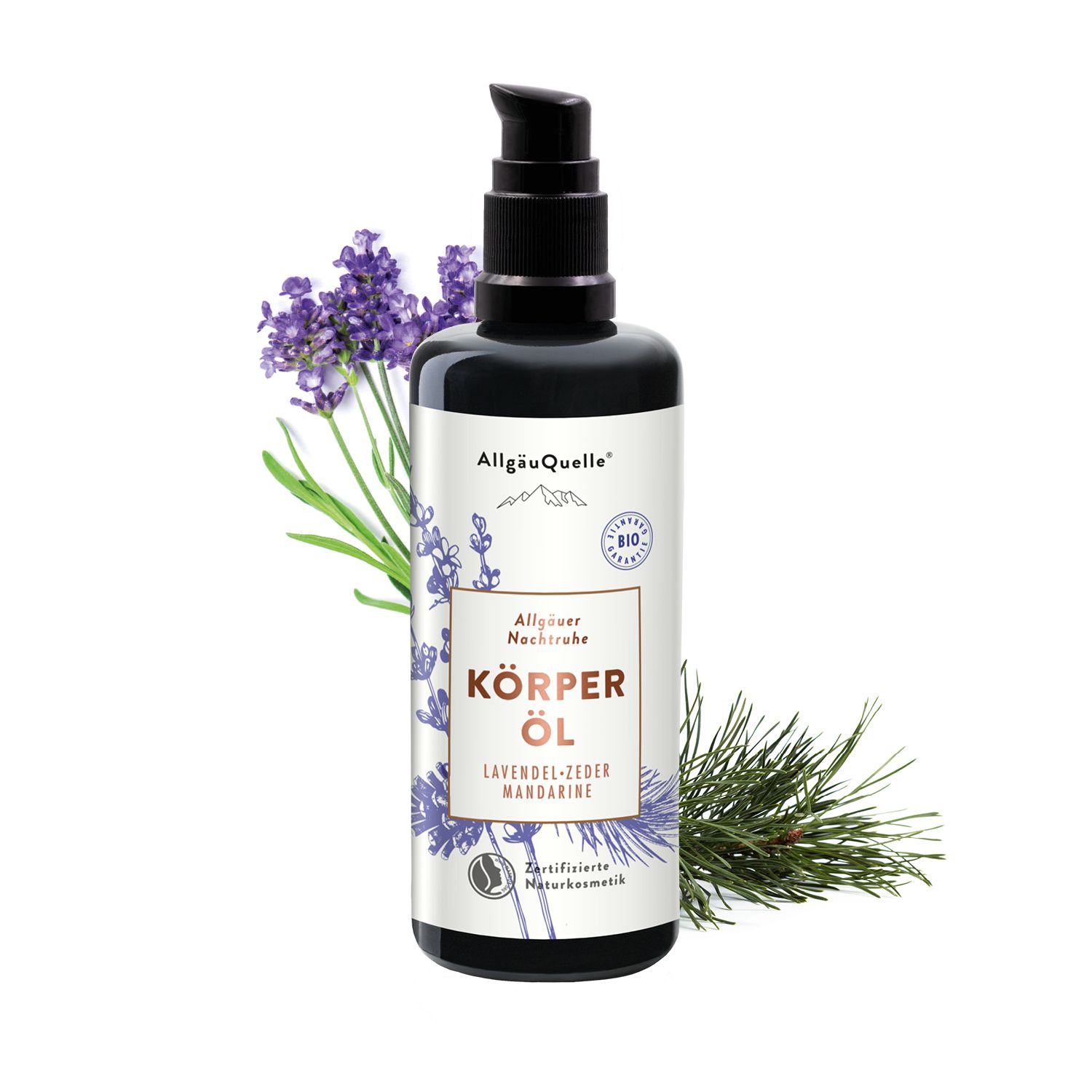 Allgäuquelle Bio Körperöl Bodylotion Allgäuer Nachtruhe Lavendel, Zeder, Mandarine