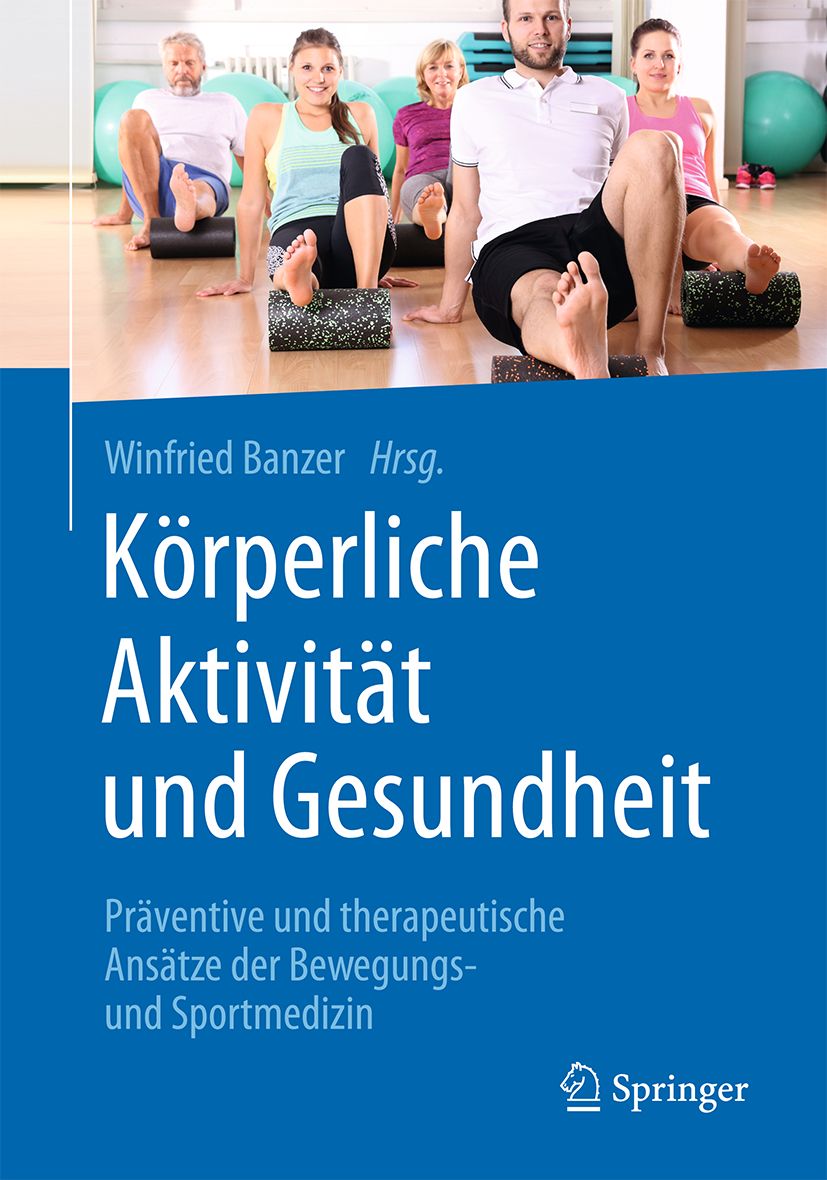 Buchcover: "Körperliche Aktivität und Gesundheit". Titel in Weiß auf blauem Hintergrund. Springer-Logo unten rechts.