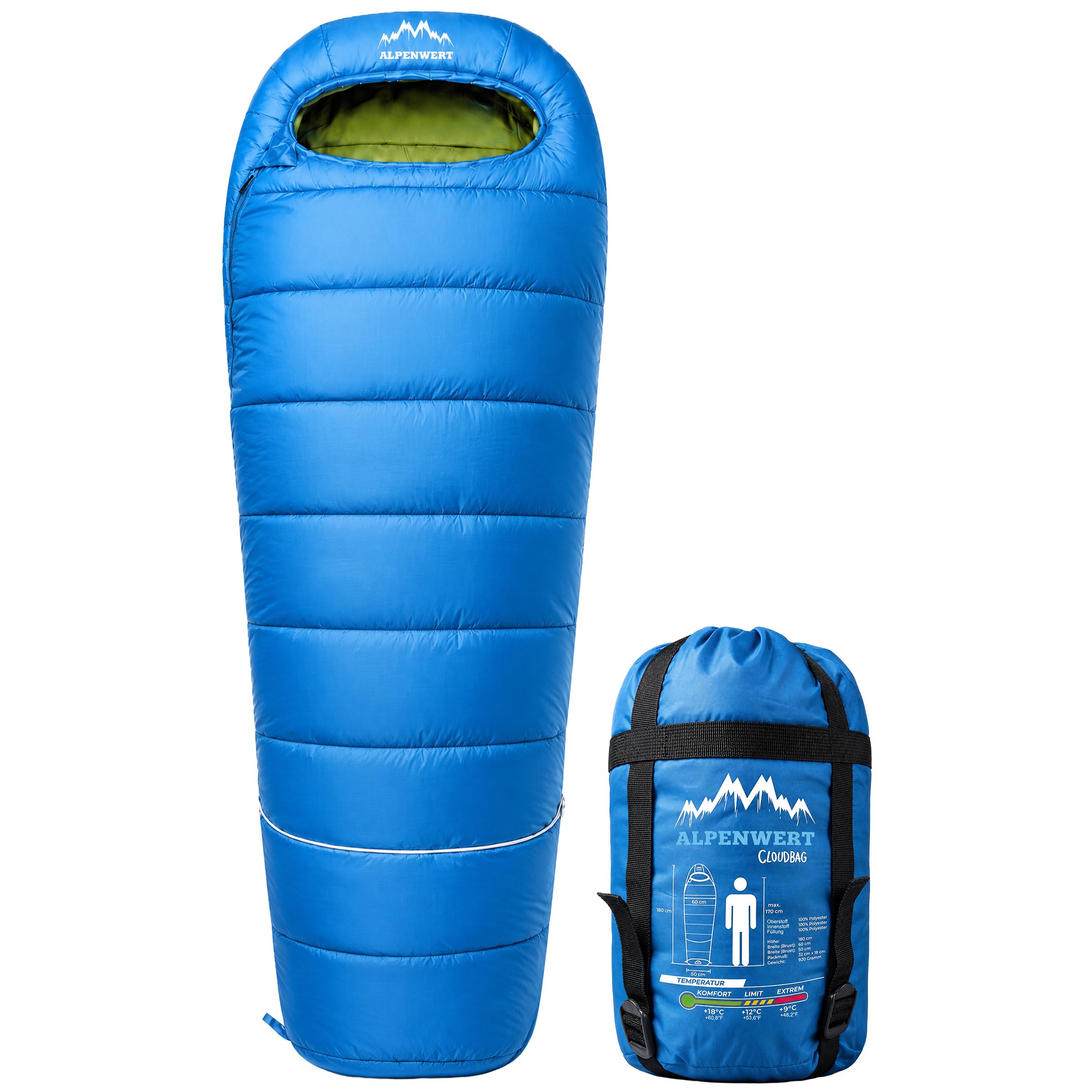 Alpenwert Schlafsack Kinder Blau 9 St