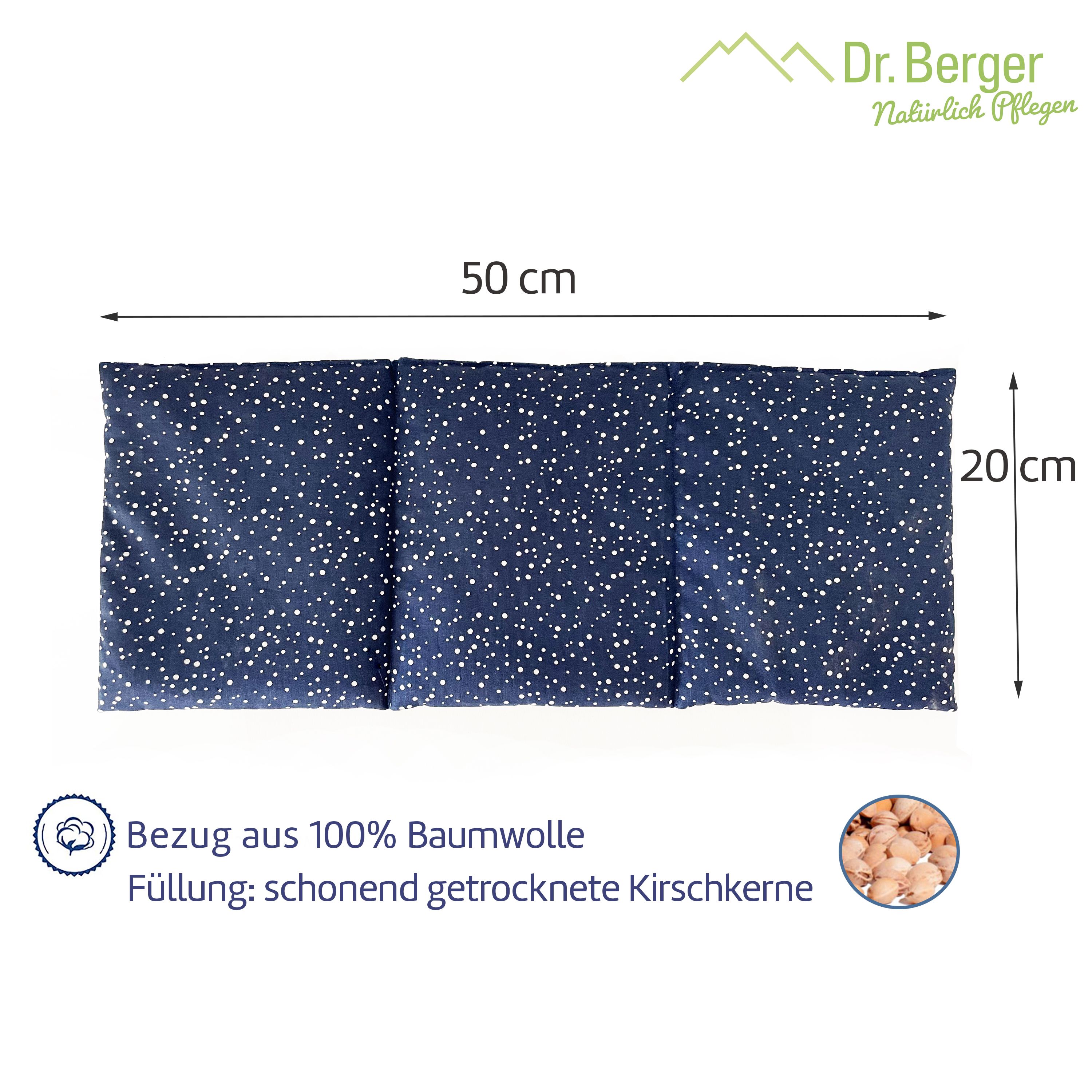Original Dr. Berger 3-Kammer-Kirschkernkissen Tupfendruck Blau 50 x 20 cm