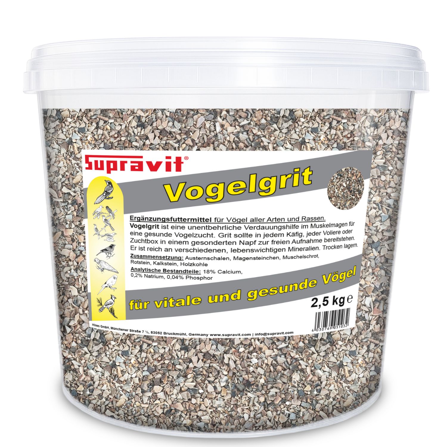 Supravit Vogelgrit Grit für Vögel & Geflügel – Mineralgrit mit Calcium - Verdauungshilfe