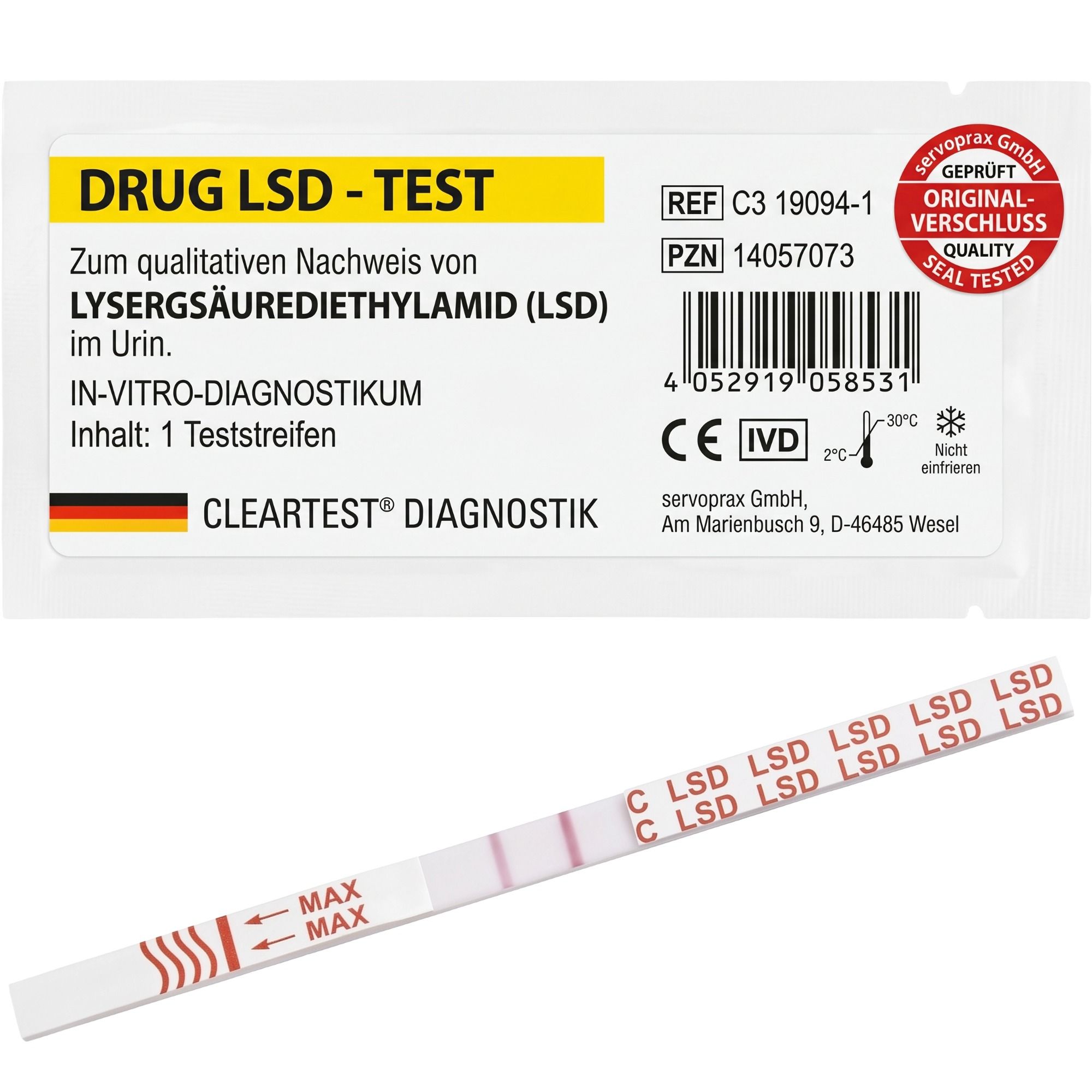 Cleartest Drogentest LSD Lysergsäurediethylamid 1 St Teststreifen