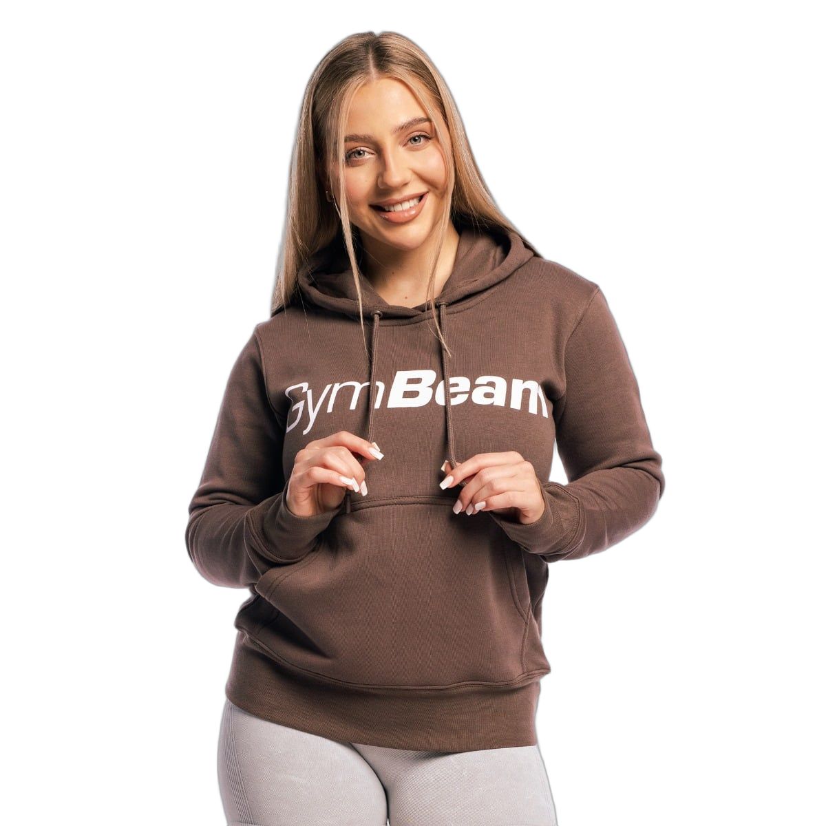 GymBeam Hoodie Damen regular mit Kapuze und Taschen in Cocoa 1 St
