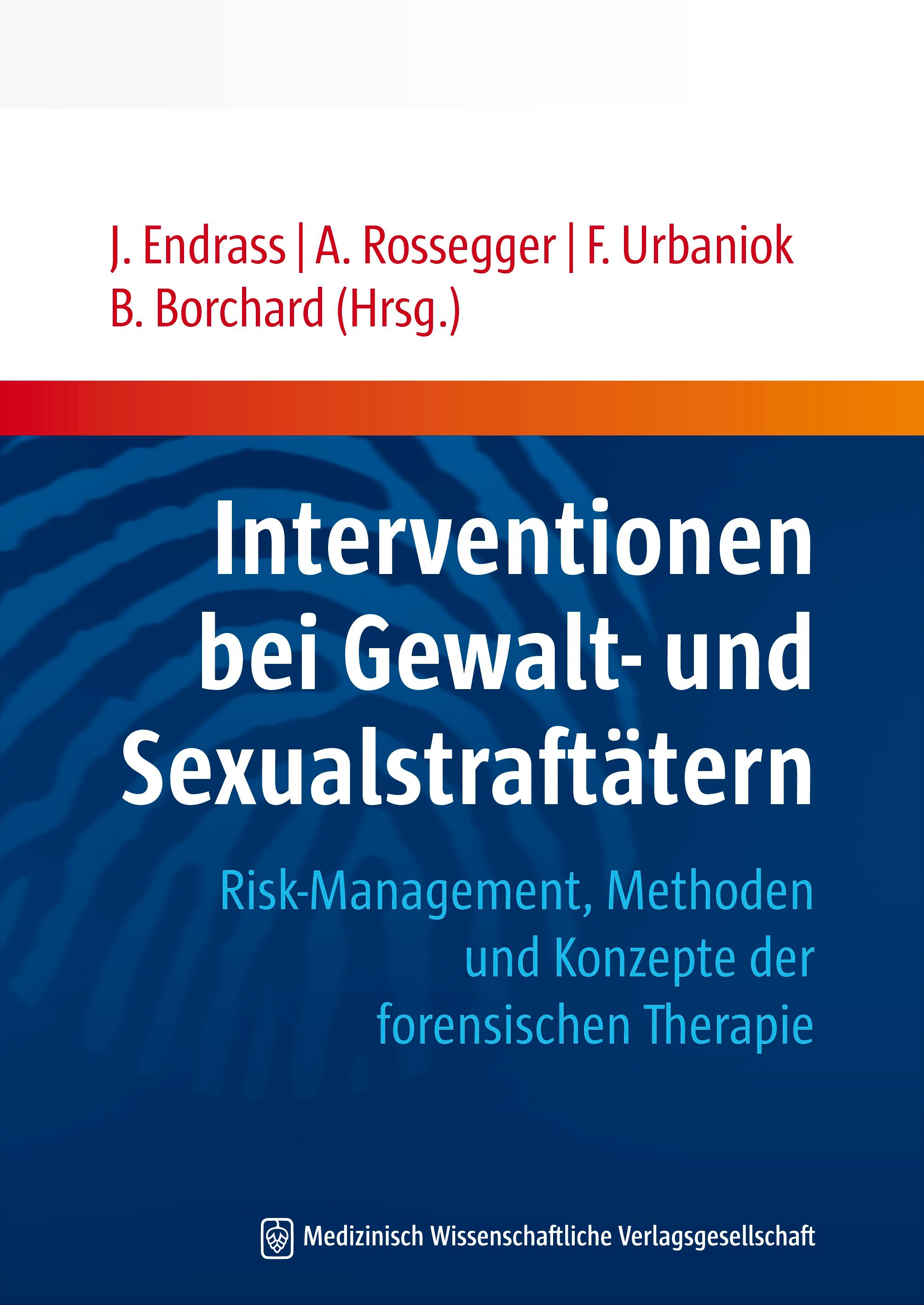 Buchcover: Interventionen bei Gewalt- und Sexualstraftätern. Titel in Weiß auf blauem Hintergrund. Autoren und Verlag.