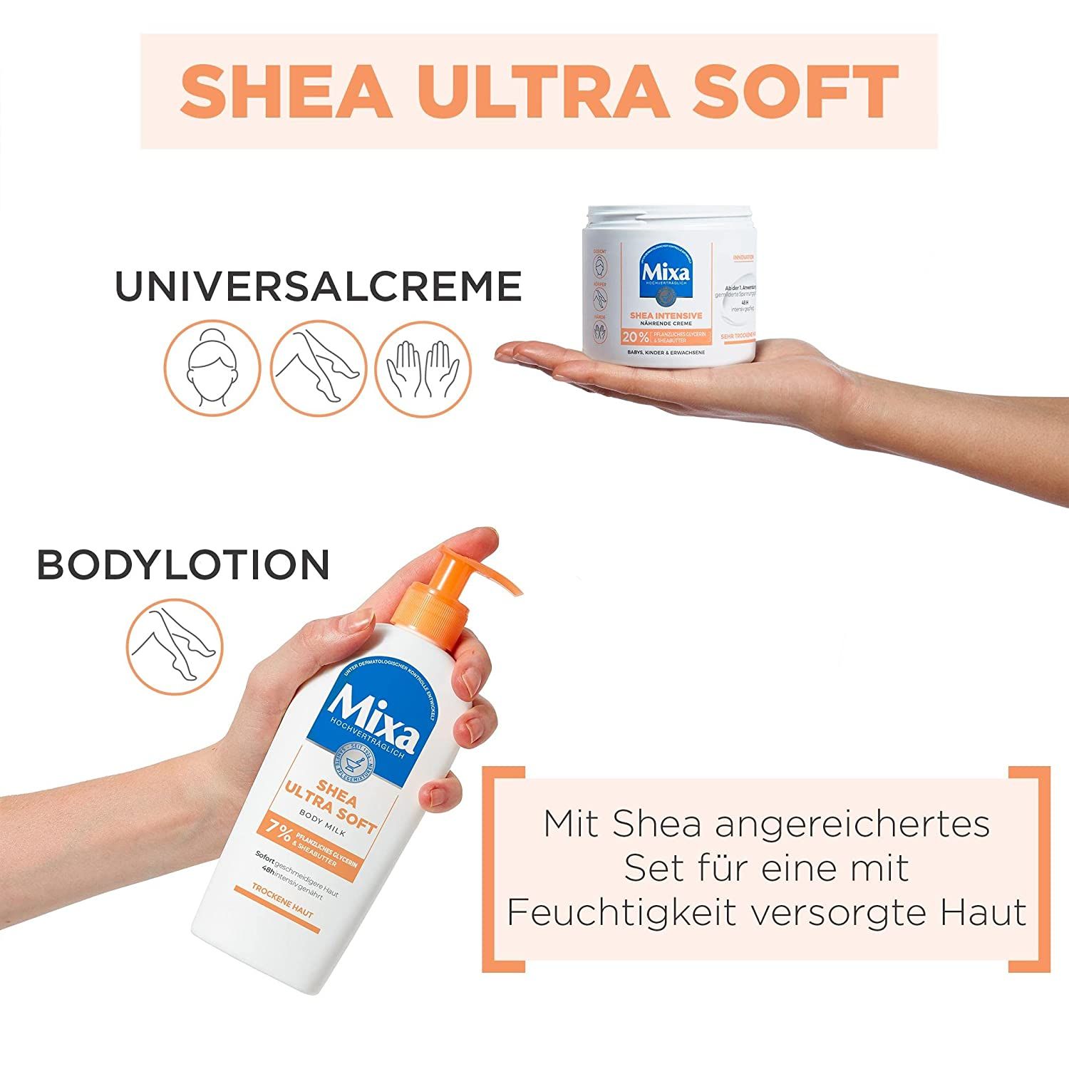 Mixa Intensive Nährende Creme mit 20% pflanzlichem Glycerin und Sheabutter für sehr trockene Haut