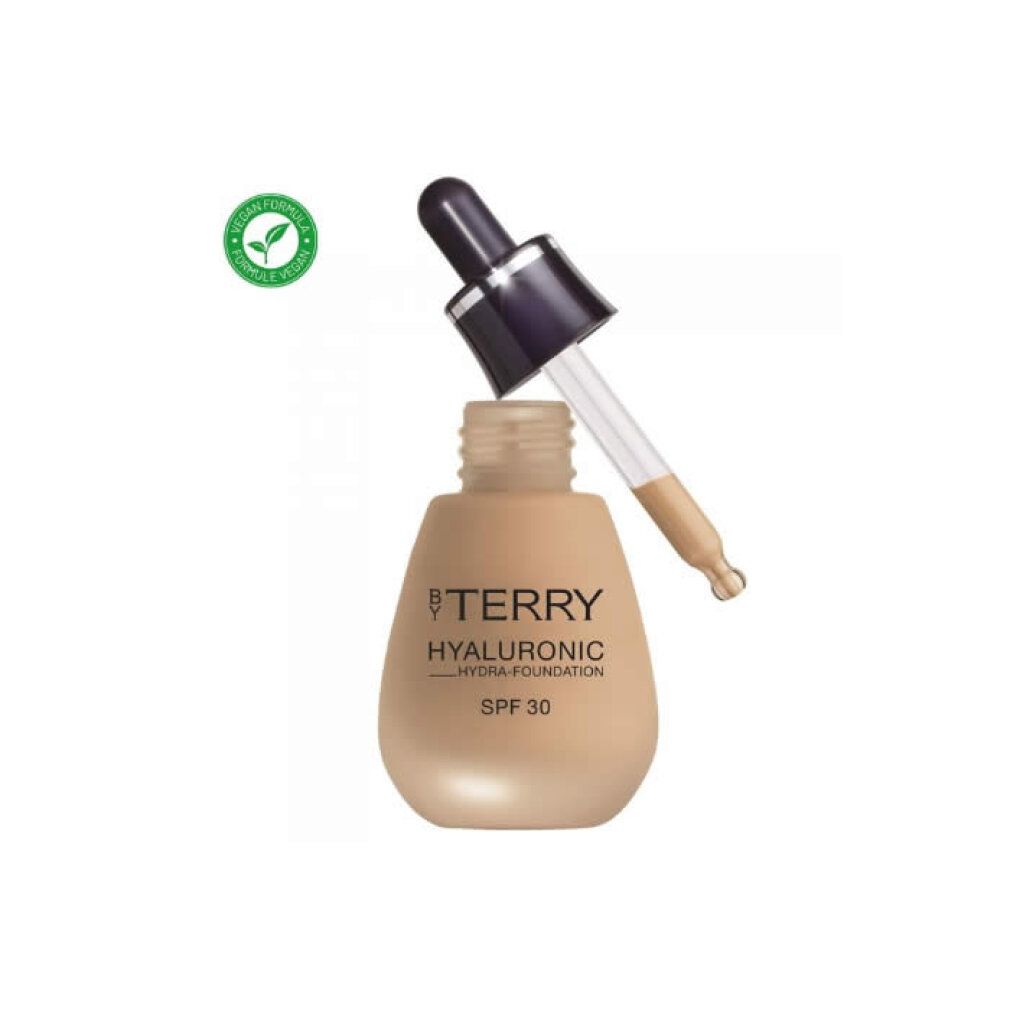 Flakon mit Pipette. Aufschrift: By Terry Hyaluronic Hydra Foundation SPF 30. Vegan-Siegel.