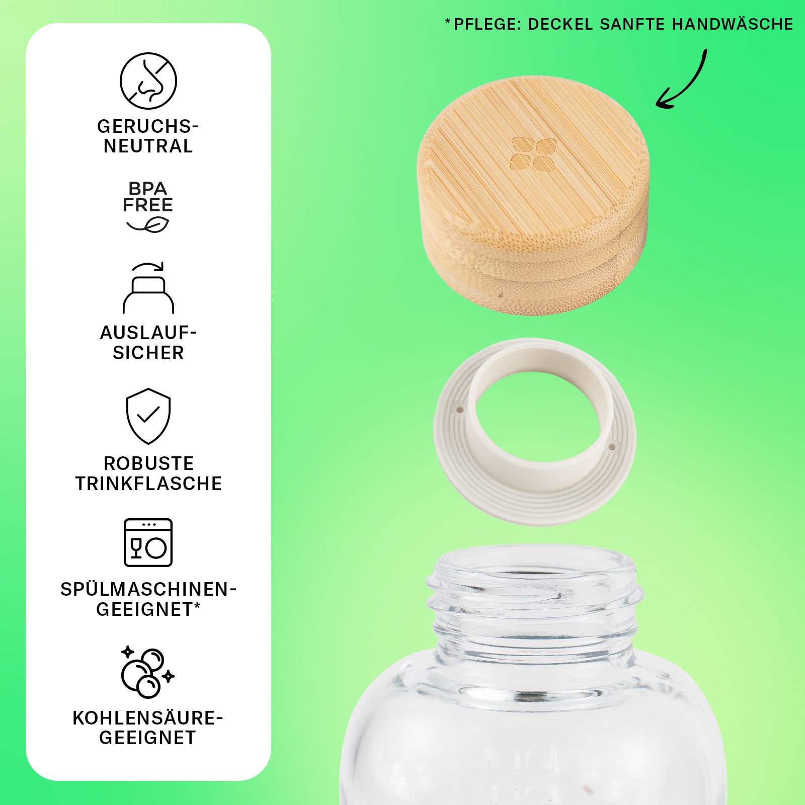 waterdrop® Starter Set Glass – 600ml Glasflasche + 18 Würfel – Vitamine, vegan, zuckerfrei