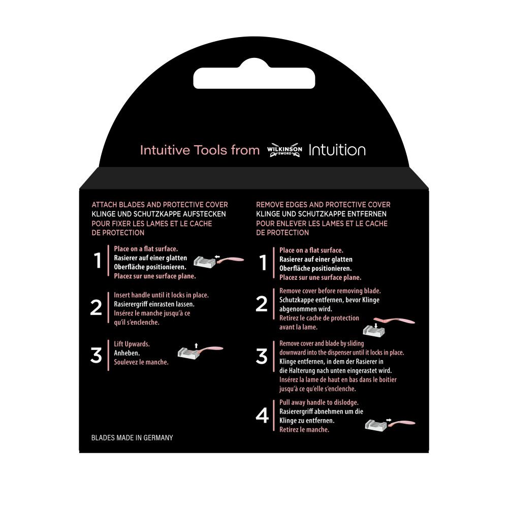 Verpackung für ein Dermaplaning-Tool mit 3 Klingen.