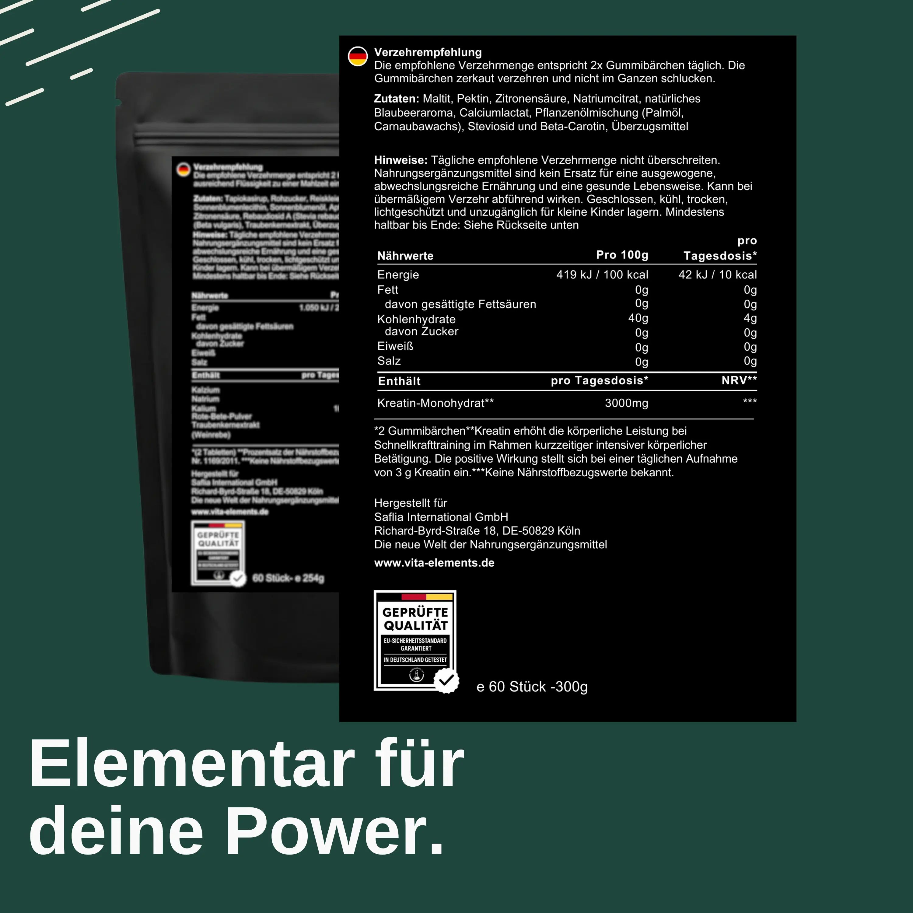 Vita Elements Kreatin Monohydrat Gummibärchen