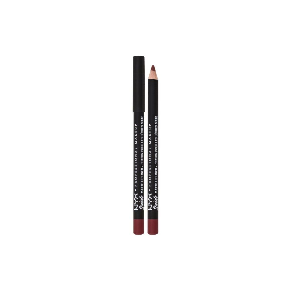 Zwei Lipliner-Stifte: einer mit rotem Stift und schwarzem Schaft, der andere mit braunem Stift und schwarzem Schaft.