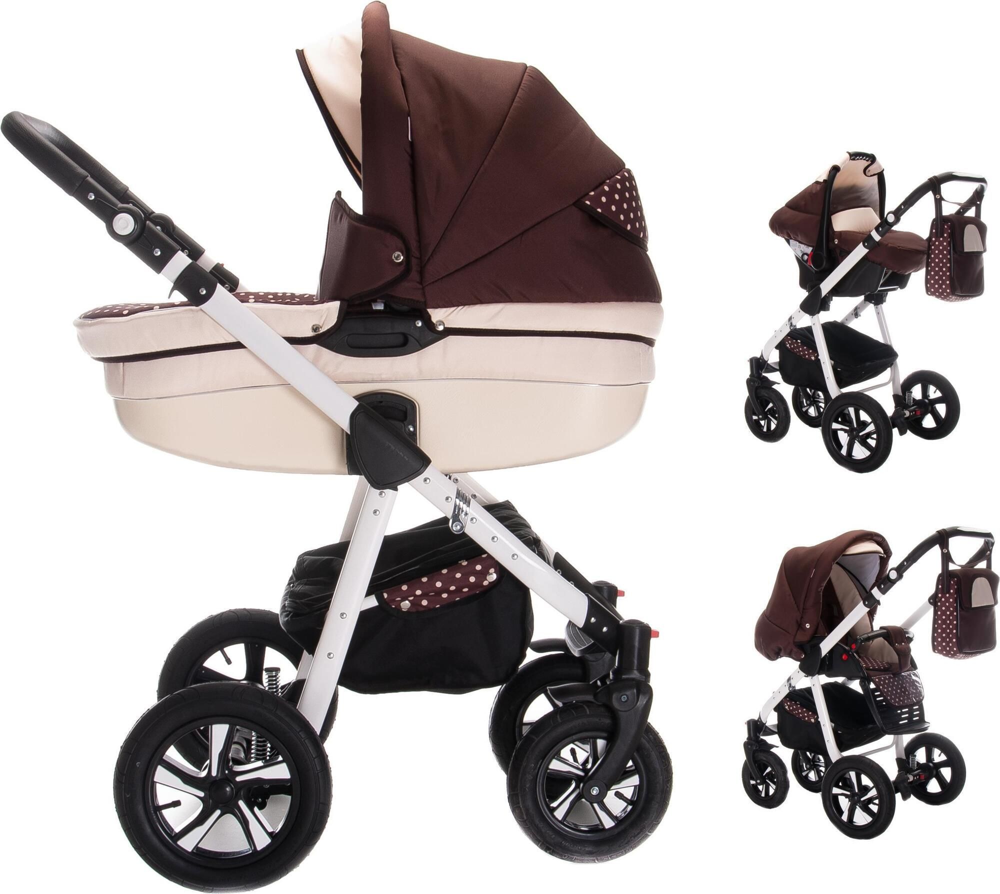 Friedrich Hugo Mandala 3 in 1 Kinderwagen Komplettset Hartgummireifen Set, Caffè Lungo