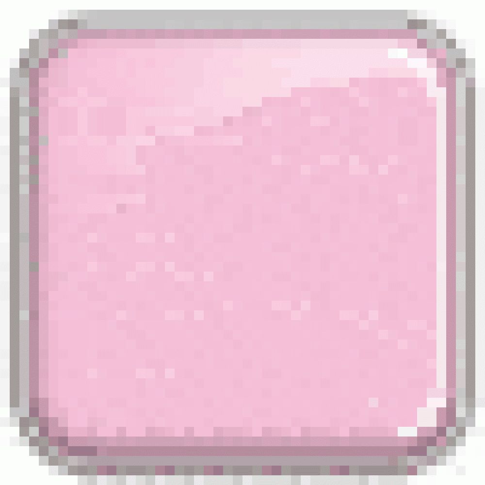 Quadratische, rosa Farbgel-Probe in einem silbernen Behälter. Abgerundete Ecken.