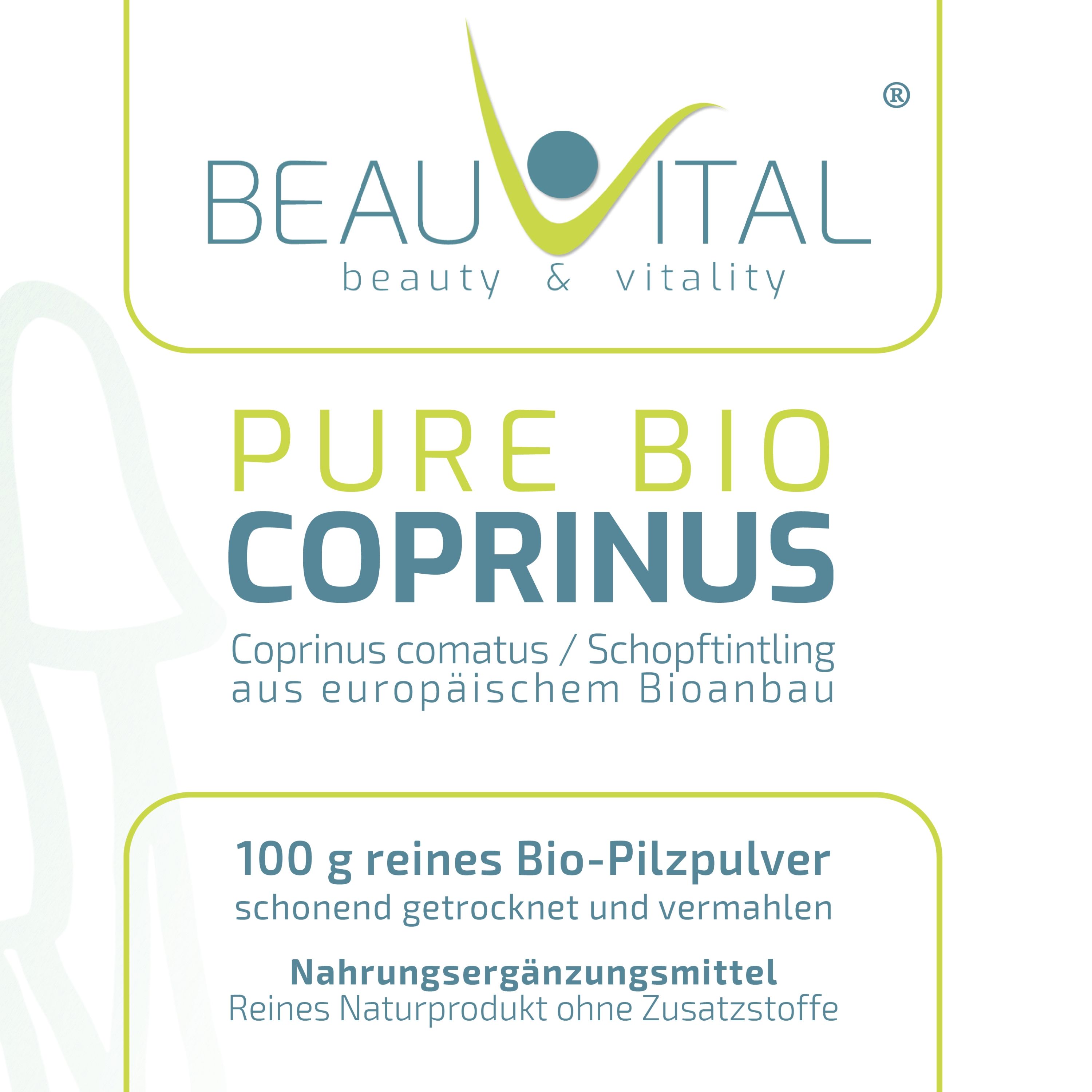BEAUVITAL® Pure Bio Schopftintling Pulver (Coprinus comatus) aus EU-Anbau
