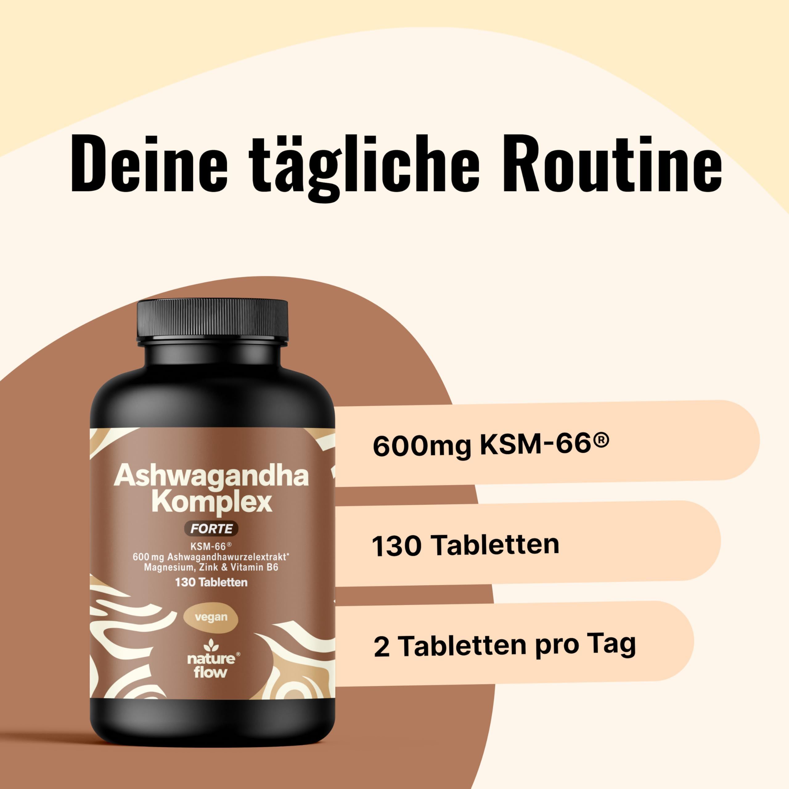 Ashwagandha Forte - 130 Tabletten -  KSM-66 - Nature Flow