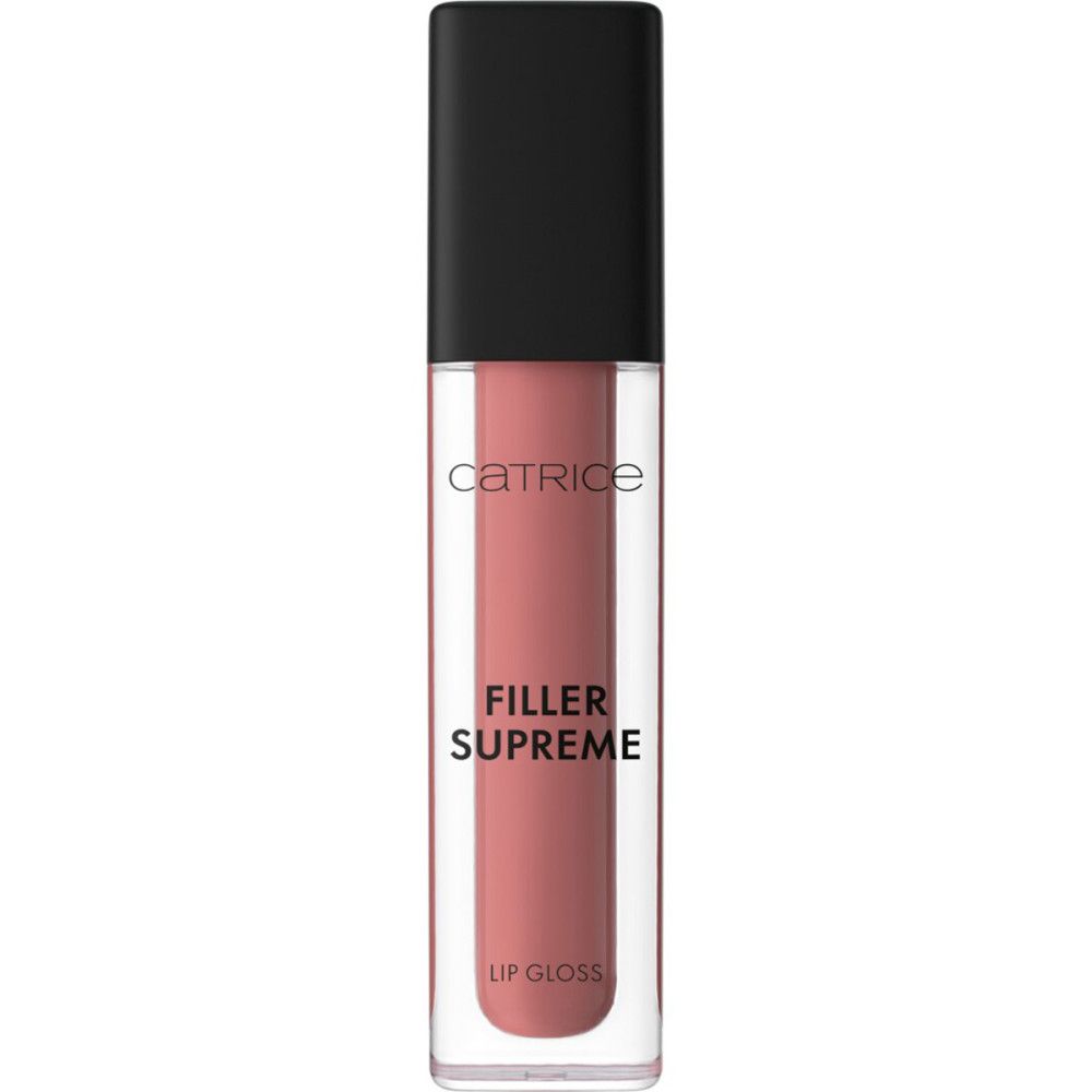 Catrice Supreme Lippenfiller Gloss. Transparente Tube mit rosa Inhalt. Schwarzer Deckel. Marke und Produktname deutlich sichtbar.