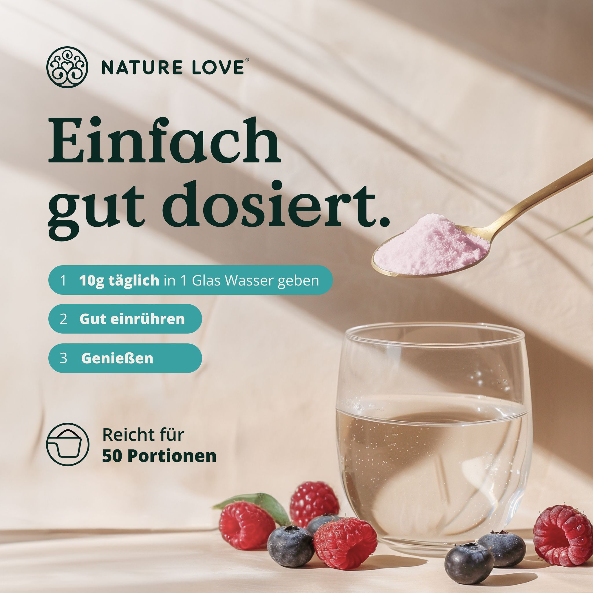 NATURE LOVE® Premium Collagen 500 g – Wildberry – Kollagen aus Weidehaltung - zuckerfrei