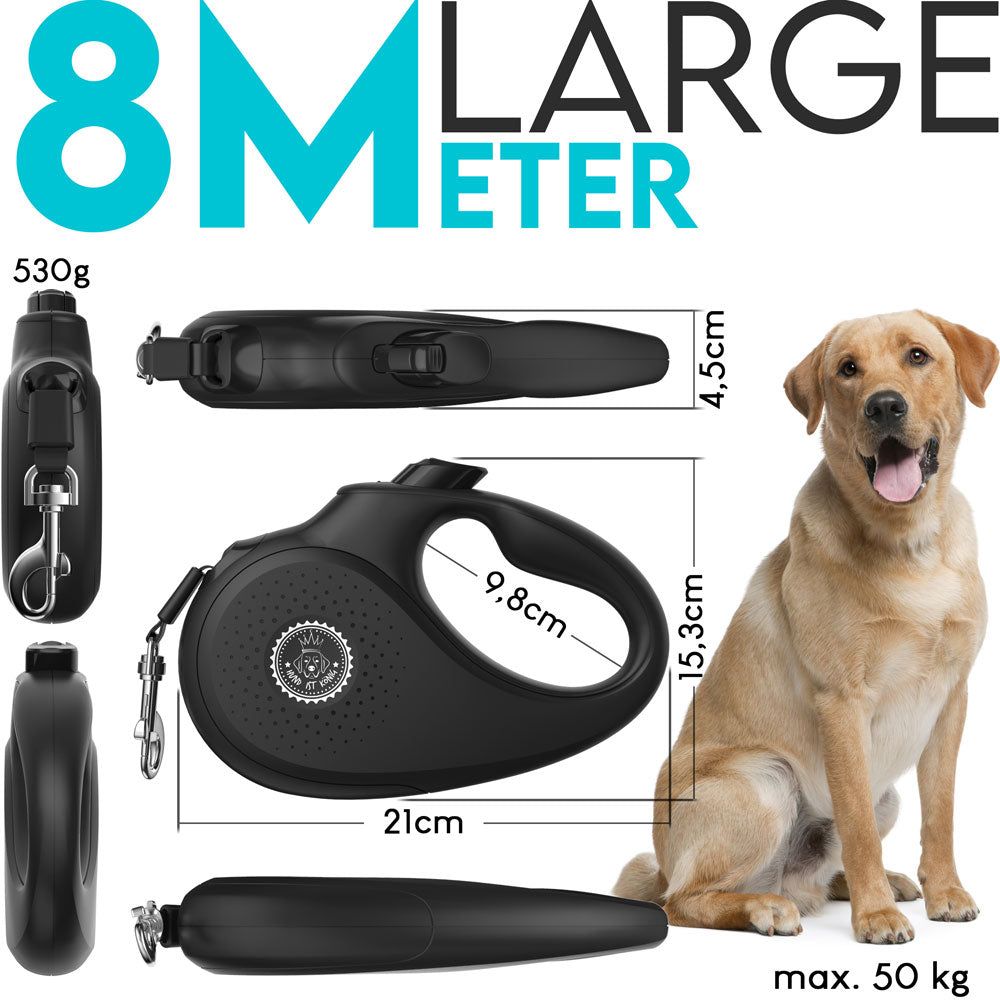 HUND IST KÖNIG® Rollleine für Hunde | robuste 8m Hundeleine für kleine & große Hunde | 15-50 kg
