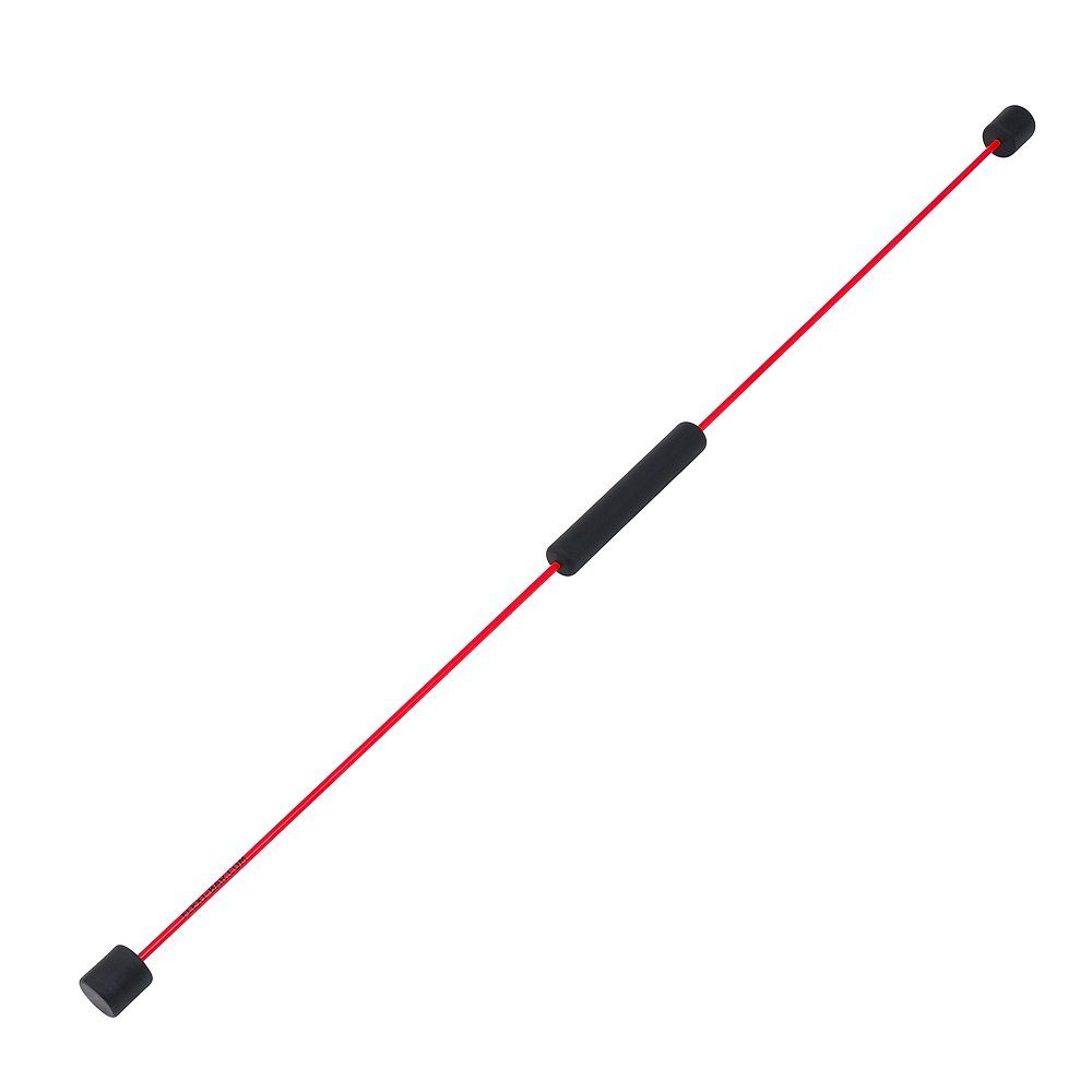 Ein roter Flexi-Bar Schwingstab mit schwarzem Griff und Endkappen auf weißem Hintergrund.