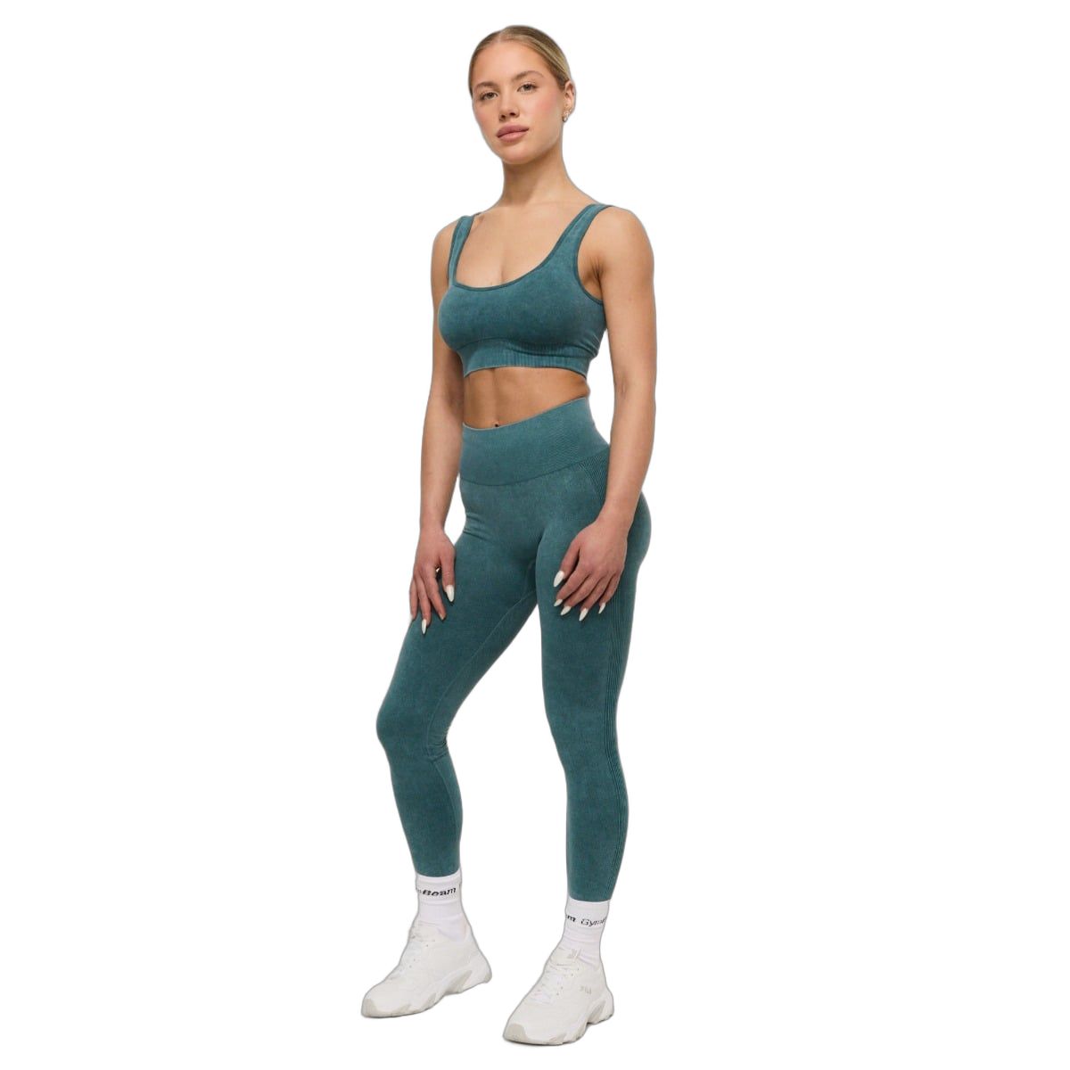 GymBeam Sport-BH Damen nahtlos mit breiten Trägern und Modell Petrol