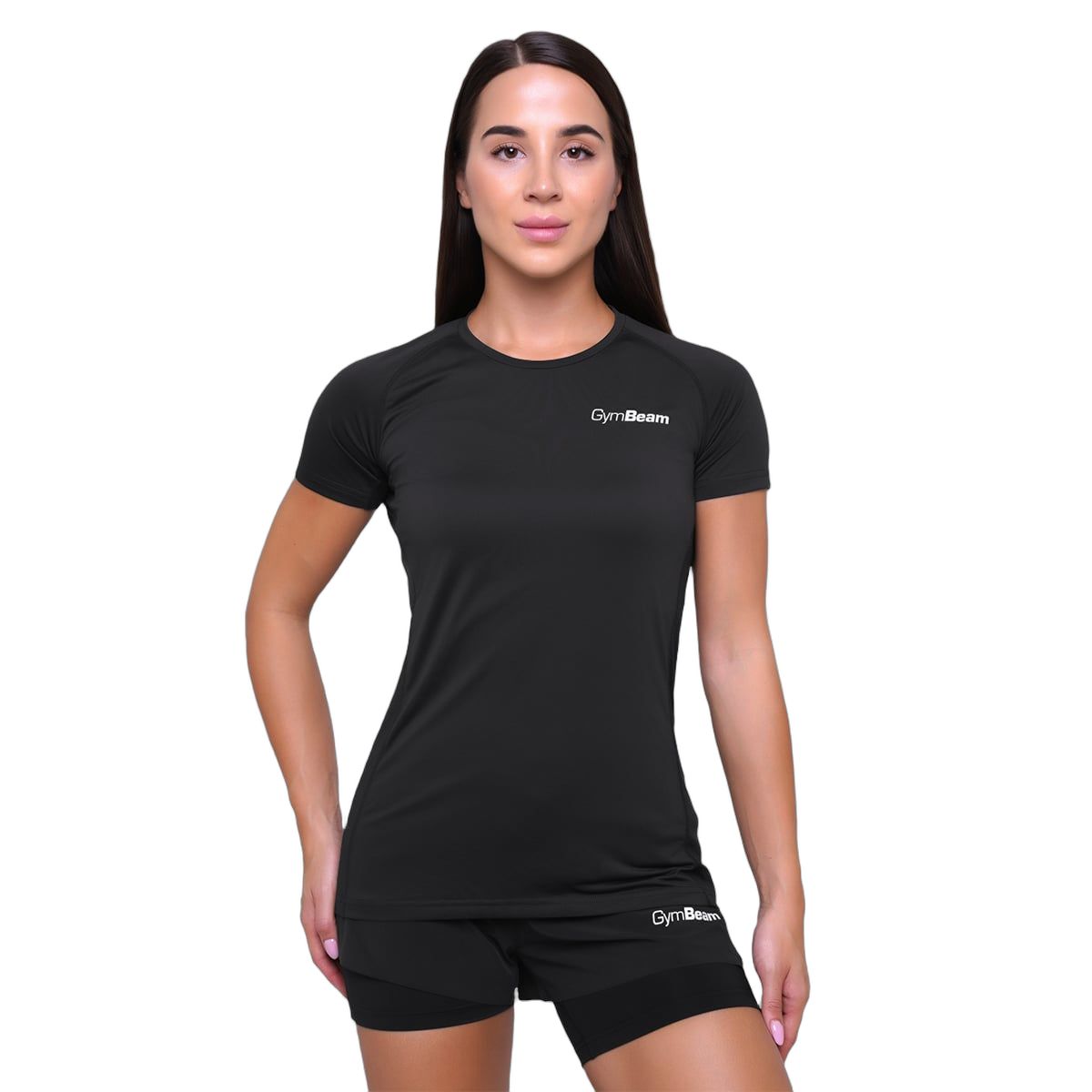 GymBeam T-Shirt Damen regular mit Rundhalsausschnitt und Kurzarm in Schwarz 1 St