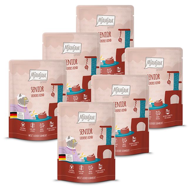 MjAMjAM - Quetschie Senior leckeres Rind 6x300 g Futter