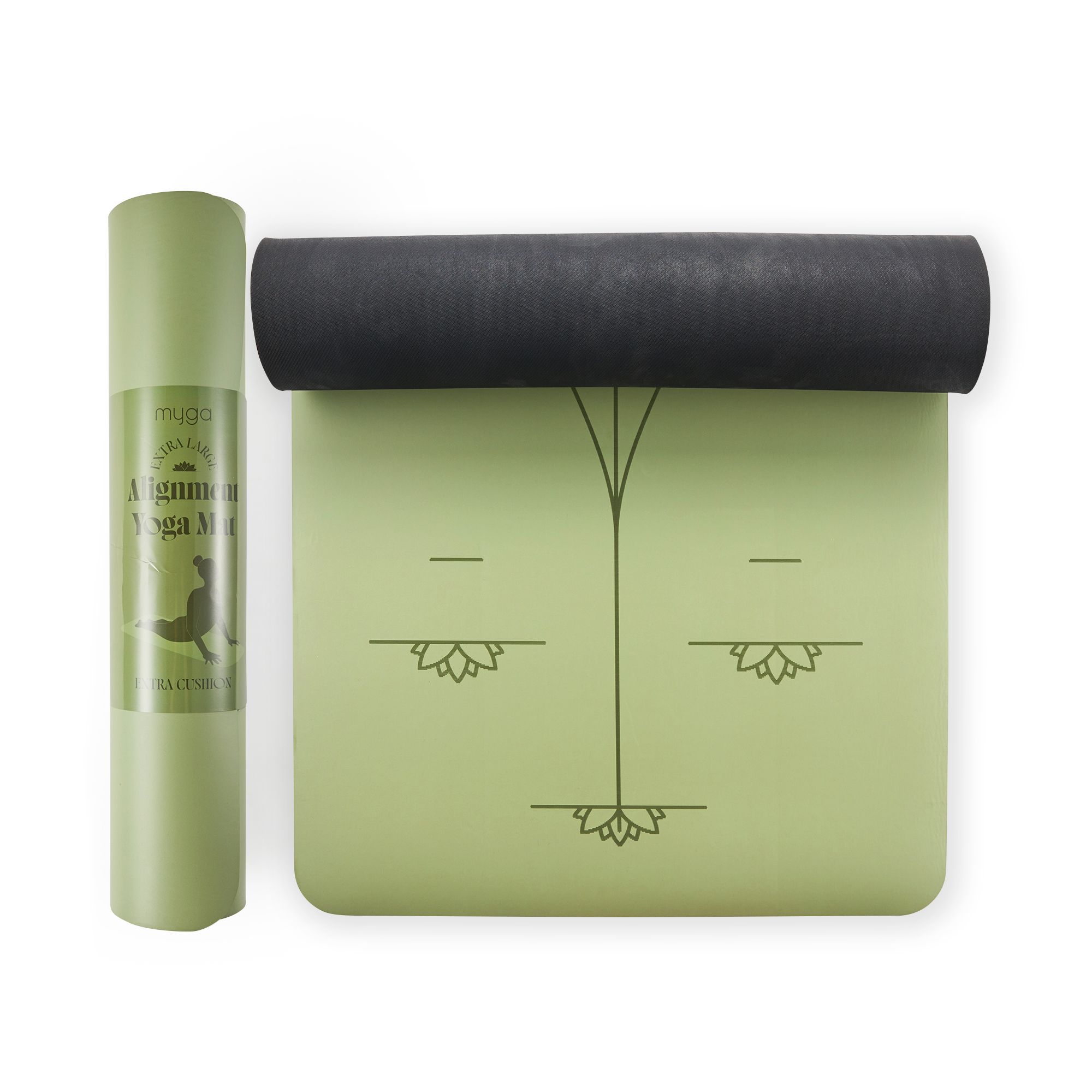 Myga Yoga Ausrichtungs-Matte - Moosgrün